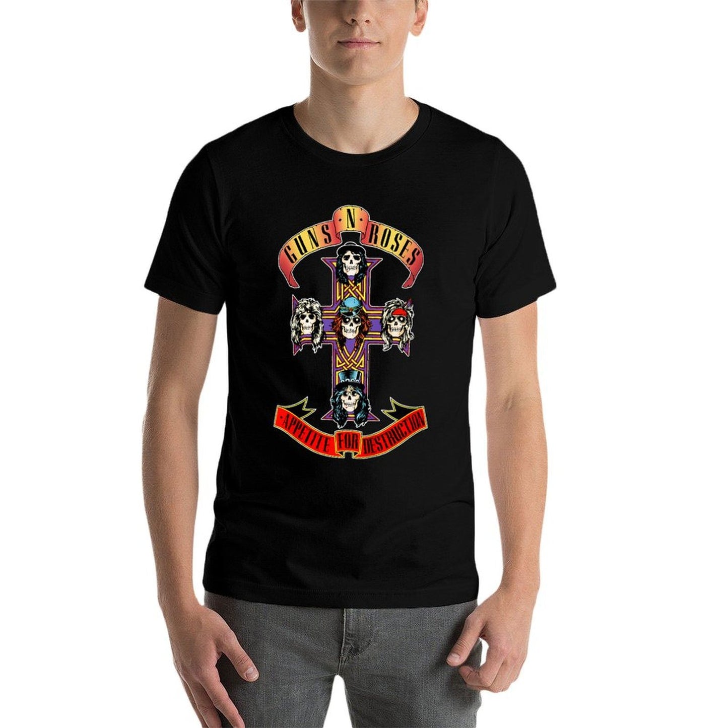 Youth Guns N' Roses Official Cross Ribbed Collar T-Shirt