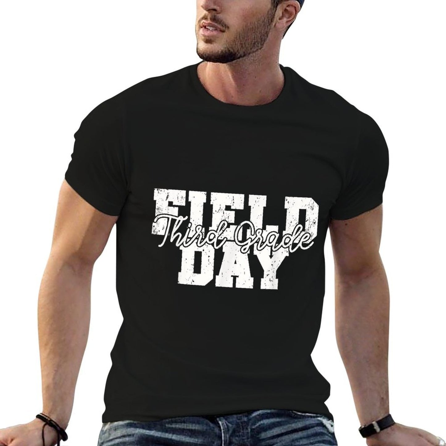 Retro Funny Field Day 2024 Third Grade School Teacher Kids Trendy Pattern T-Shirt