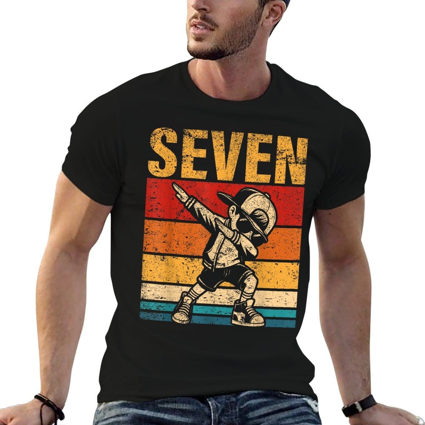 7 Year Old Dabbing Boy Birthday Vintage 7th Birthday Boy Classic T-Shirt