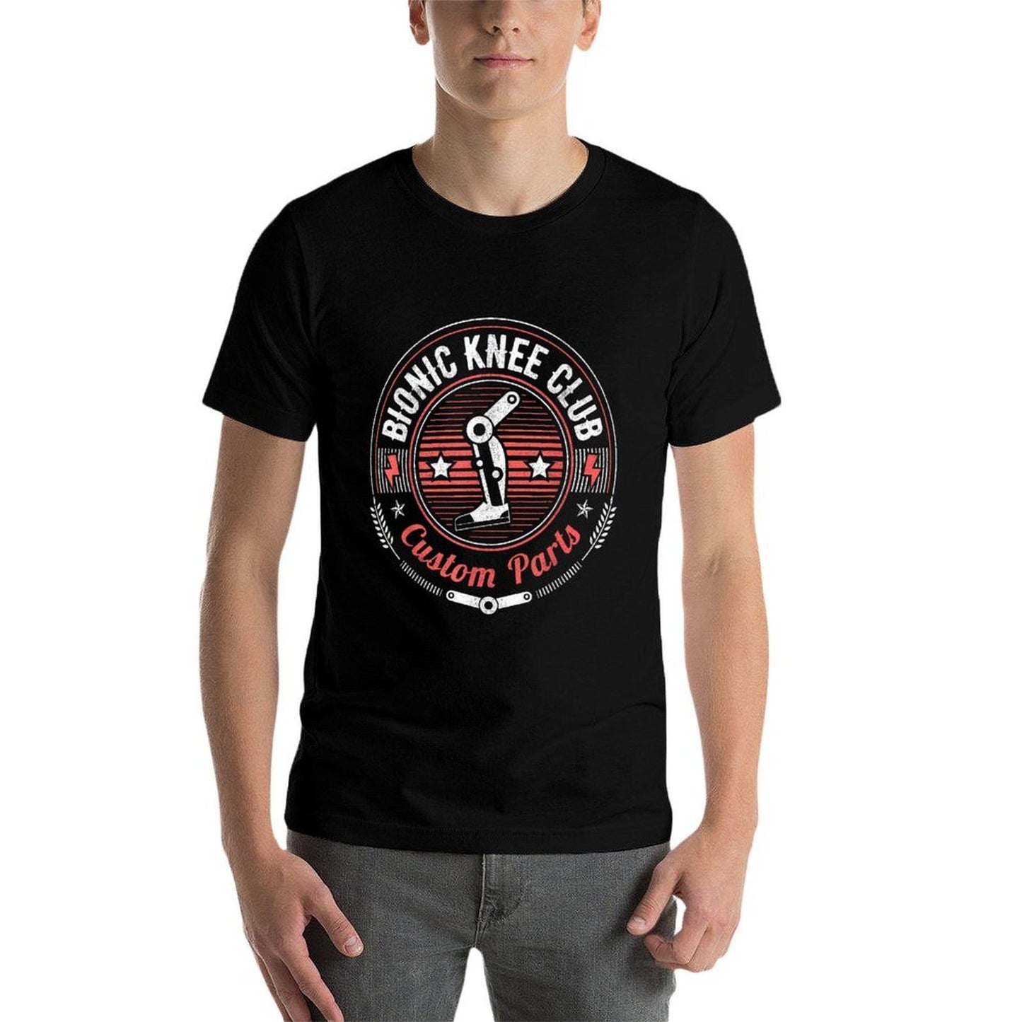 Bionic Knee Club Custom Parts Funny Knee Replacement Heathered Texture T-Shirt