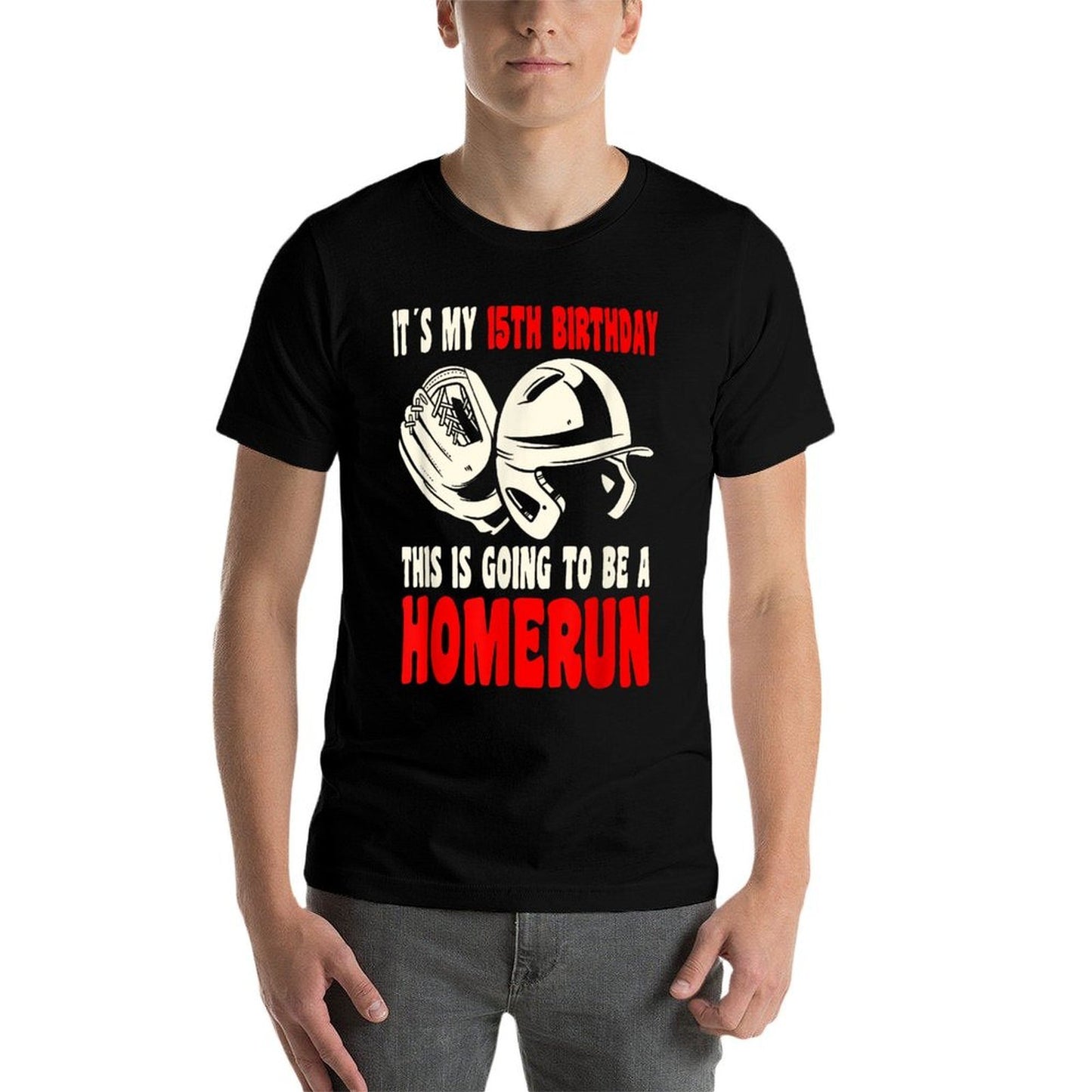 15 Year Old Happy 15th Birthday Baseball 15th Birthday Slim-fit Cut T-Shirt