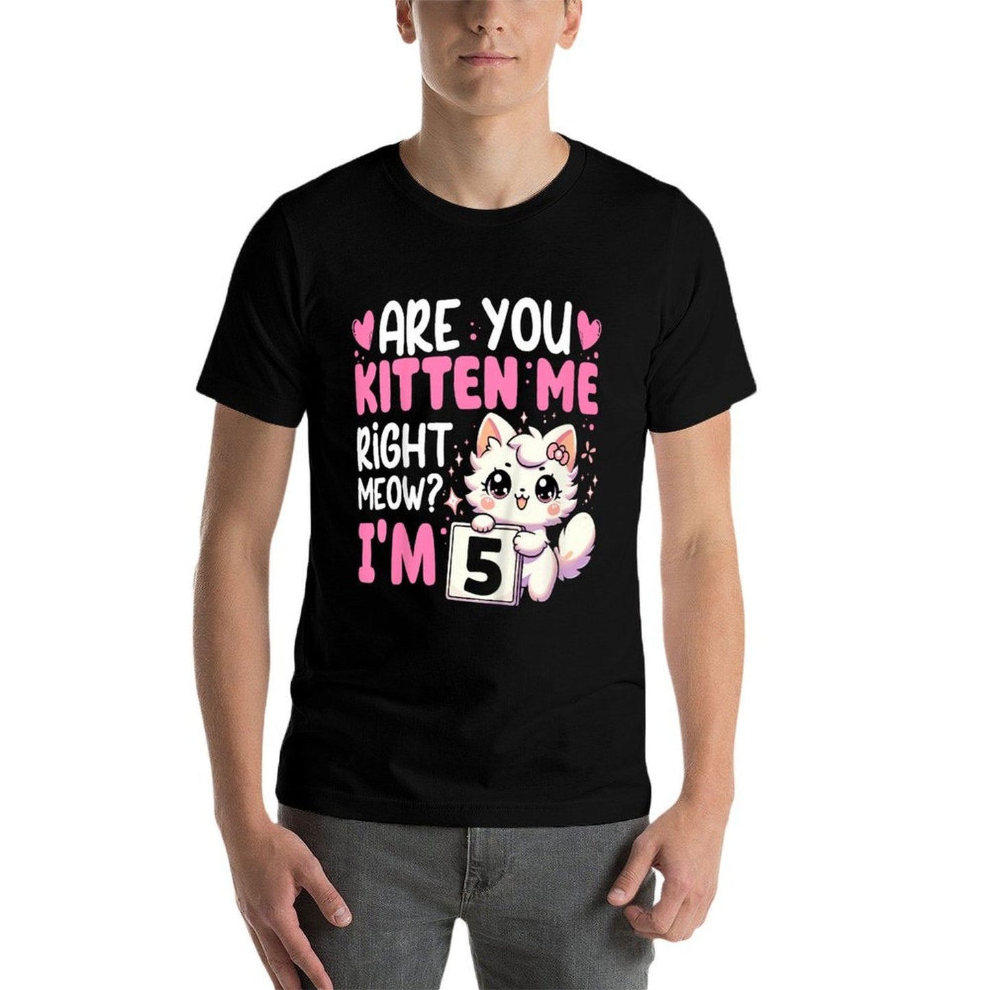 5th Birthday Girl 5yr Five 5 Year Old Kitten Cat Bday Soft T-Shirt