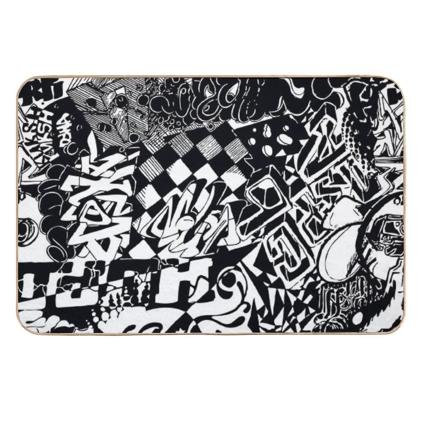 Black And White Graffiti High-Traffic Bath Mat