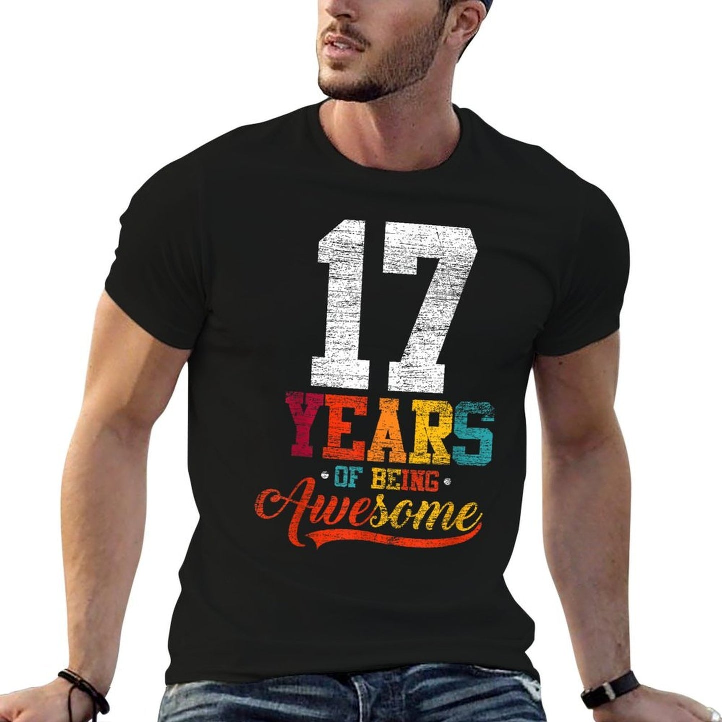 17 Years Of Being Awesome Gifts 17 Years Old 17th Birthday Fade-proof Color T-Shirt