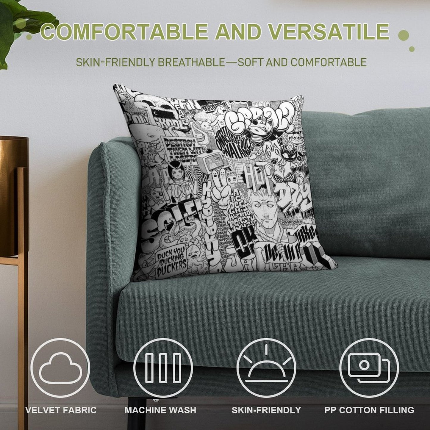 DzyMess No.9 Death & Taxes Soft Gift Ready Throw Pillow