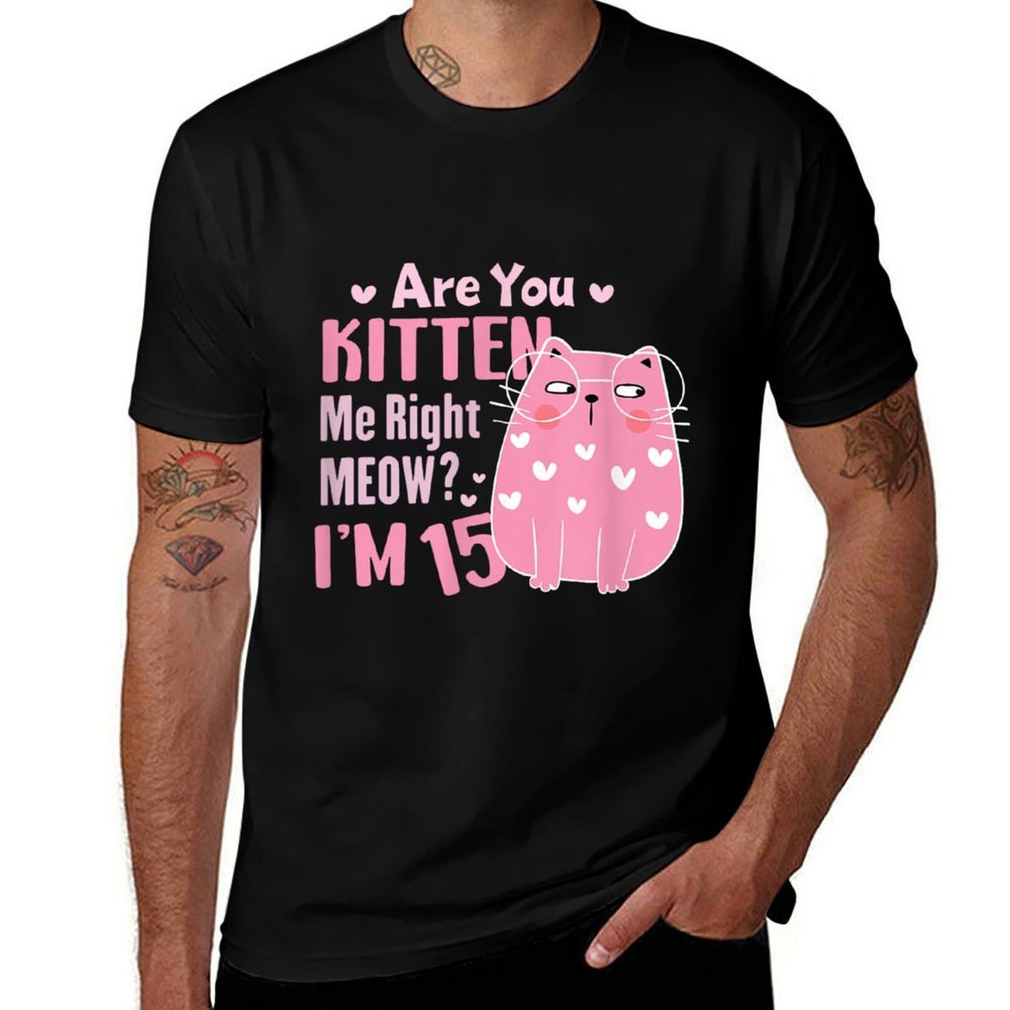 15th Cat Birthday Party Fifteen Year Old Girl Kitty Birthday Eco-friendly Material T-Shirt