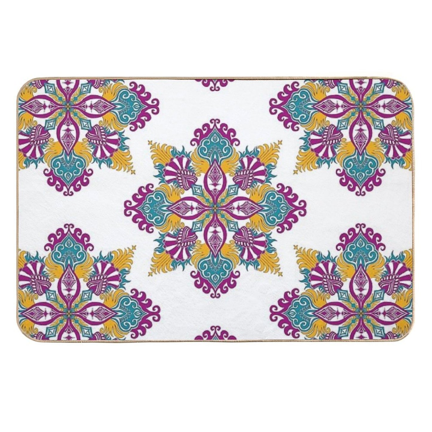 Colorful Fuchsia, Yellow And Blue Mandala. Stain-Proof Bath Mat