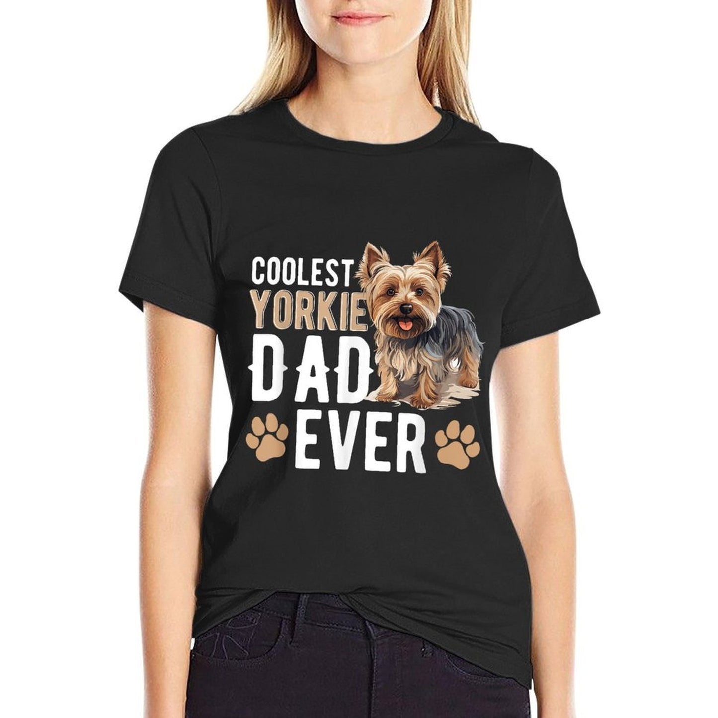 Yorkshire Terrier Dog Yorkie - Coolest Yorkie Dad Ever Oversized Silhouette T-Shirt