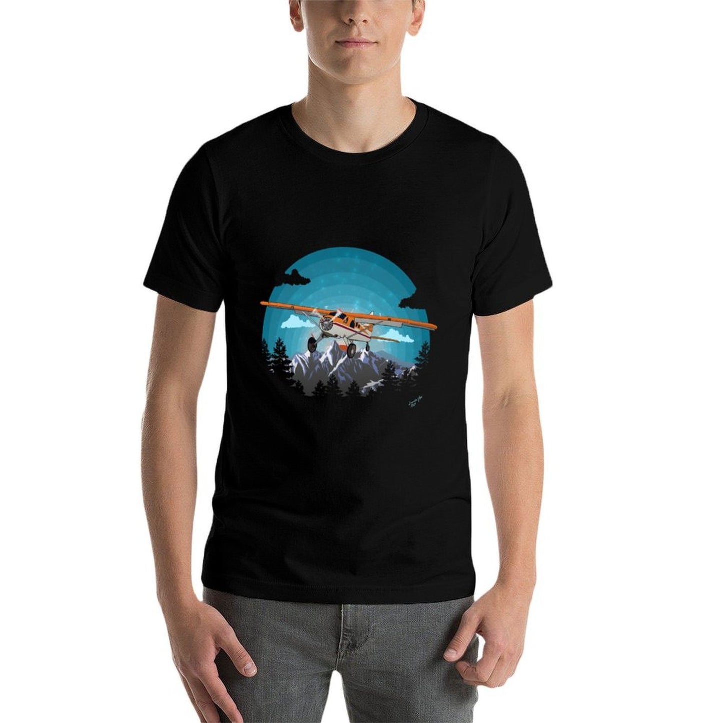 "Twilight Flight" Beaver Bushplane Airplane Flying Pilot Trendy Pattern T-Shirt
