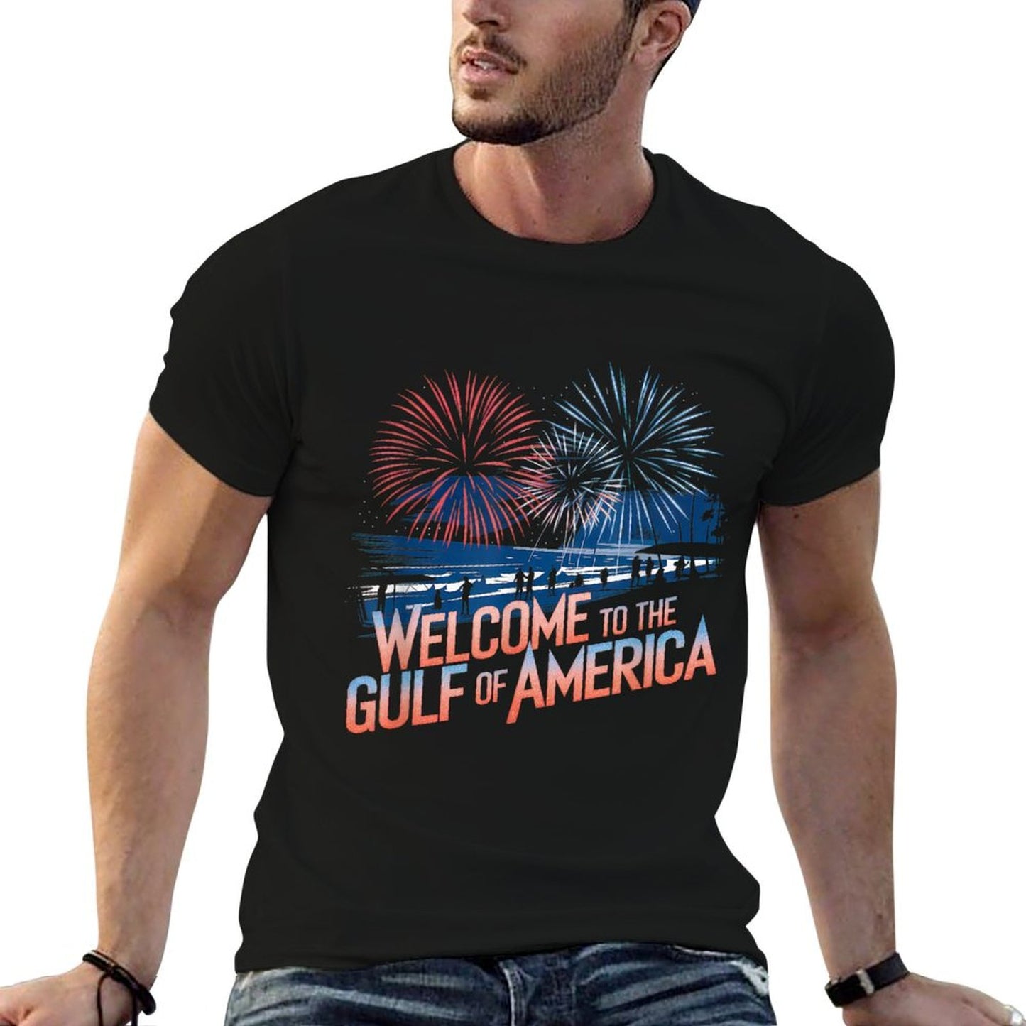 Gulf Of USA America Gift Men Women Flag Beach Fade-proof Color T-Shirt