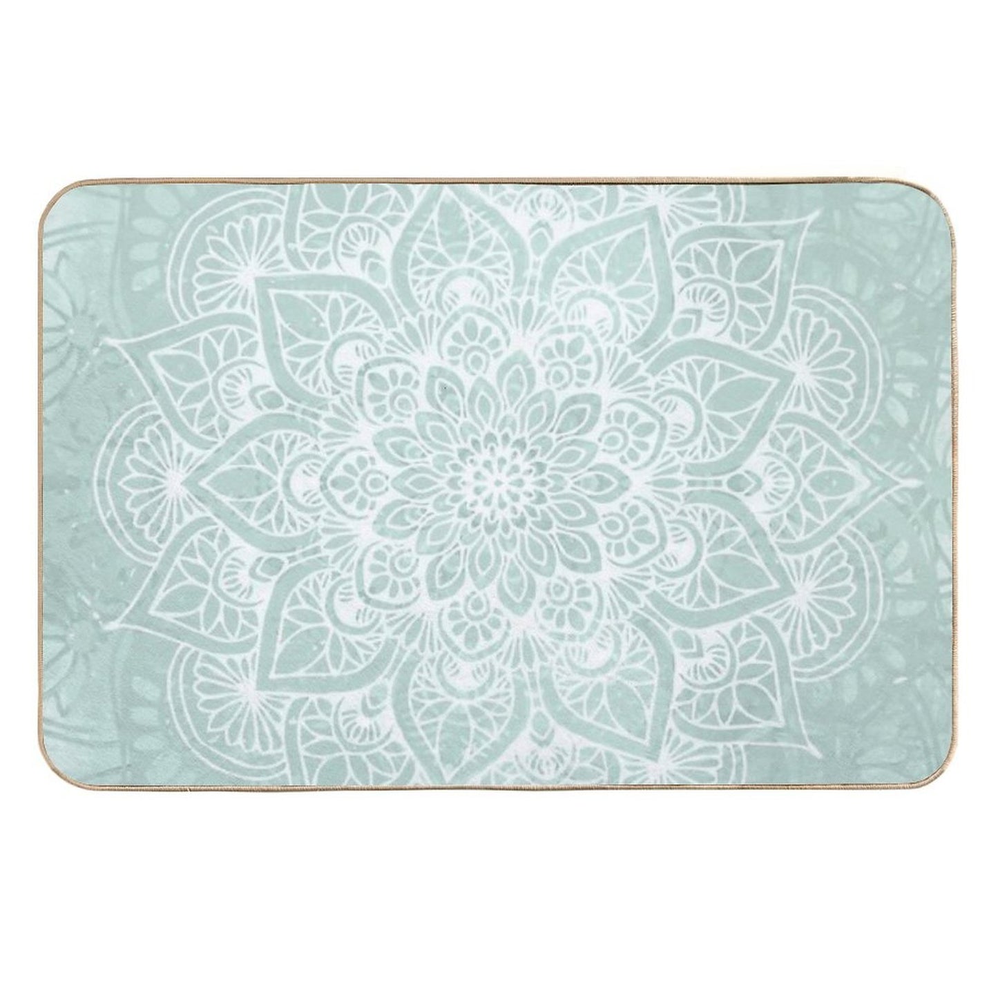 Boho, Mandala, Love, Flower of Life, Teal Anti-Trip Bath Mat