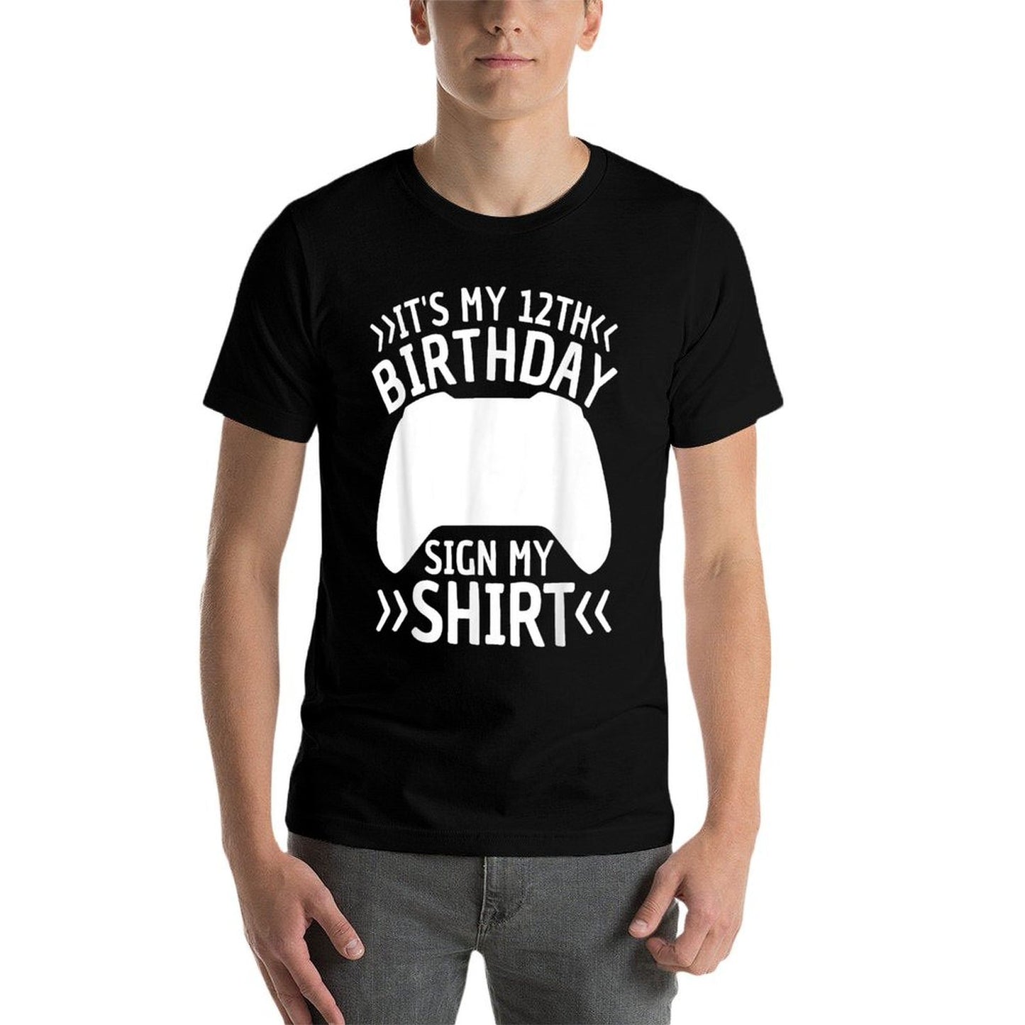12 Years Old Boy Gamer Birthday Its My 12th Birthday Sign My Eco-friendly Material T-Shirt