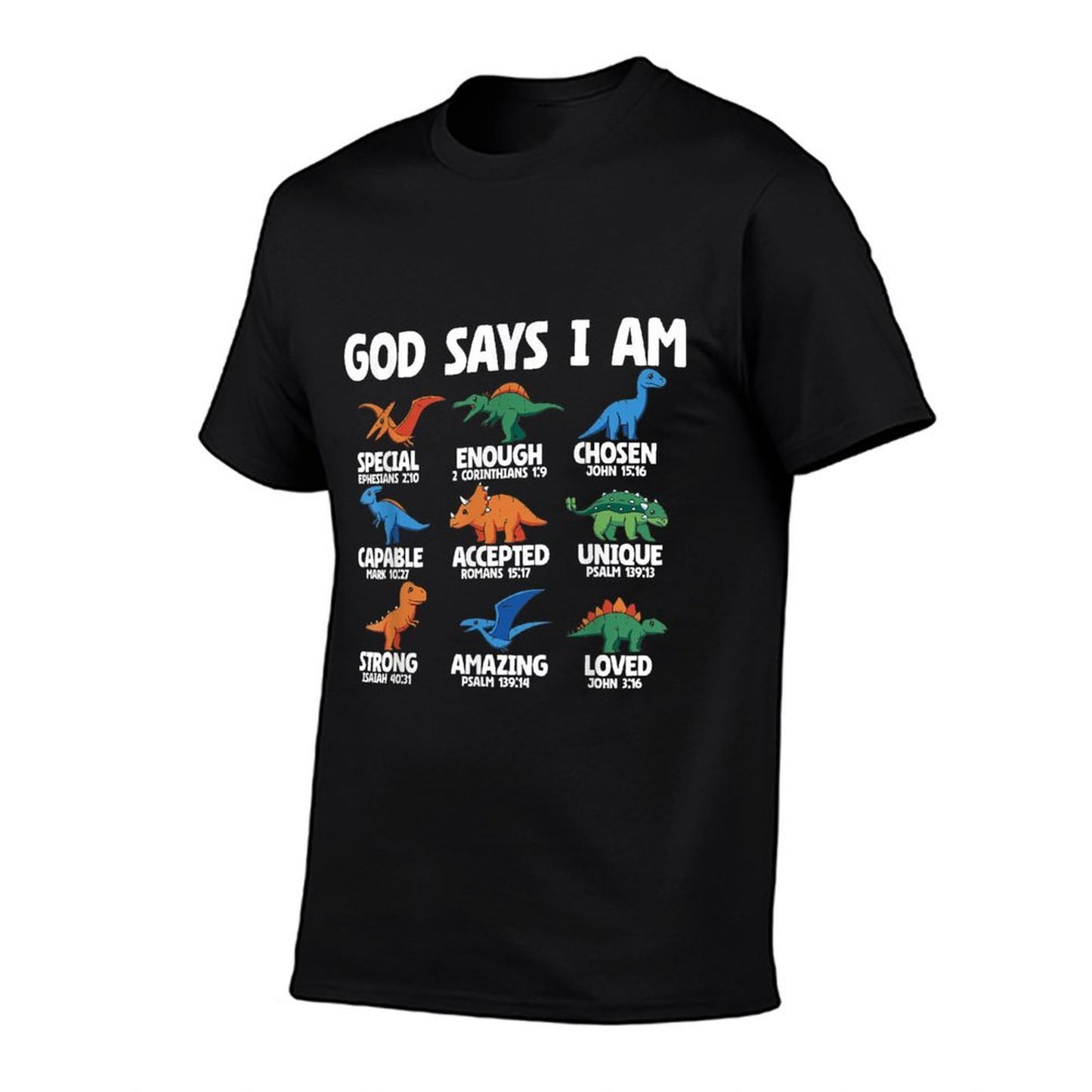 God Says I Am Dinosaur Lover Kids Boys Christian Durable T-Shirt