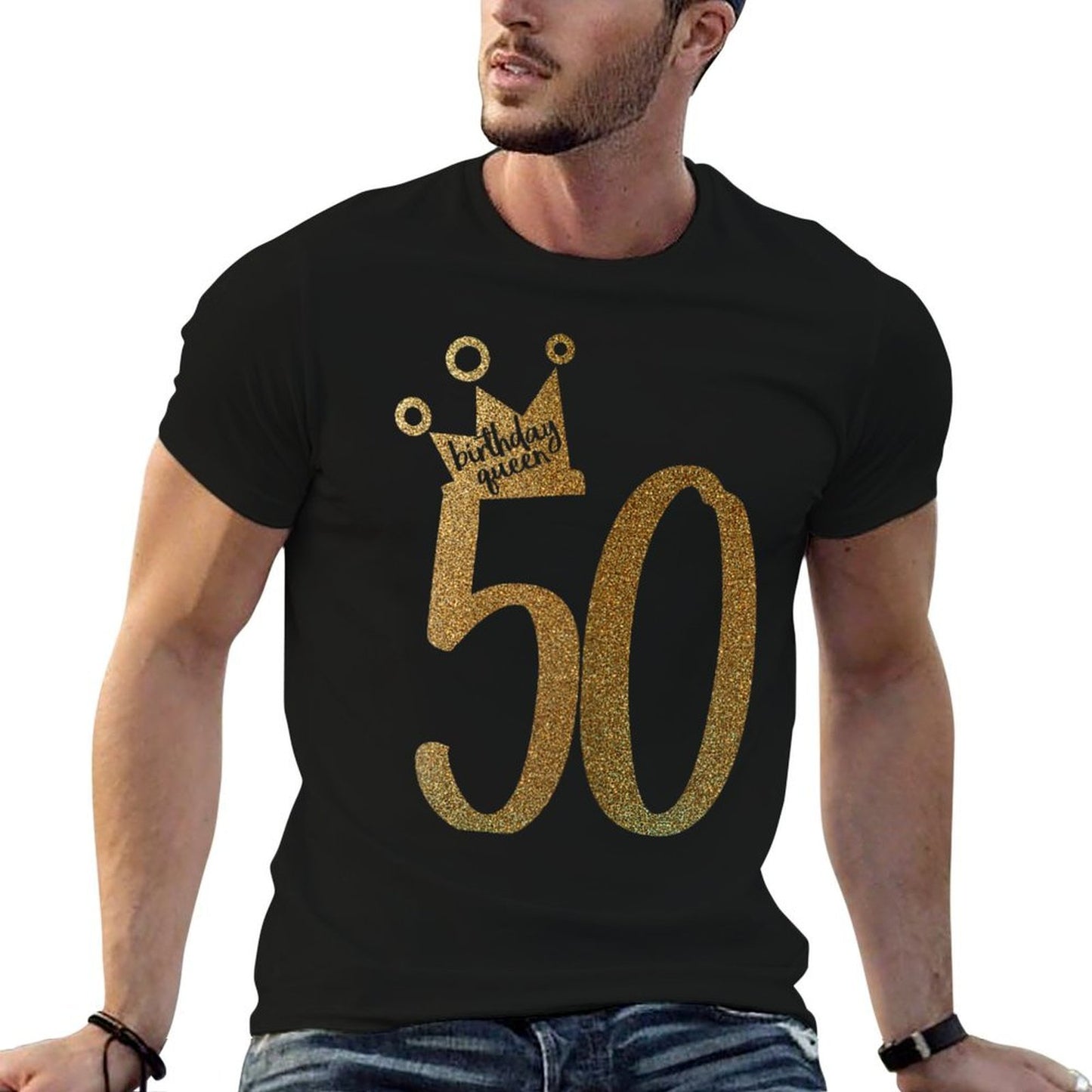 Womens Gold 50th Birthday Birthday Girl Soft T-Shirt