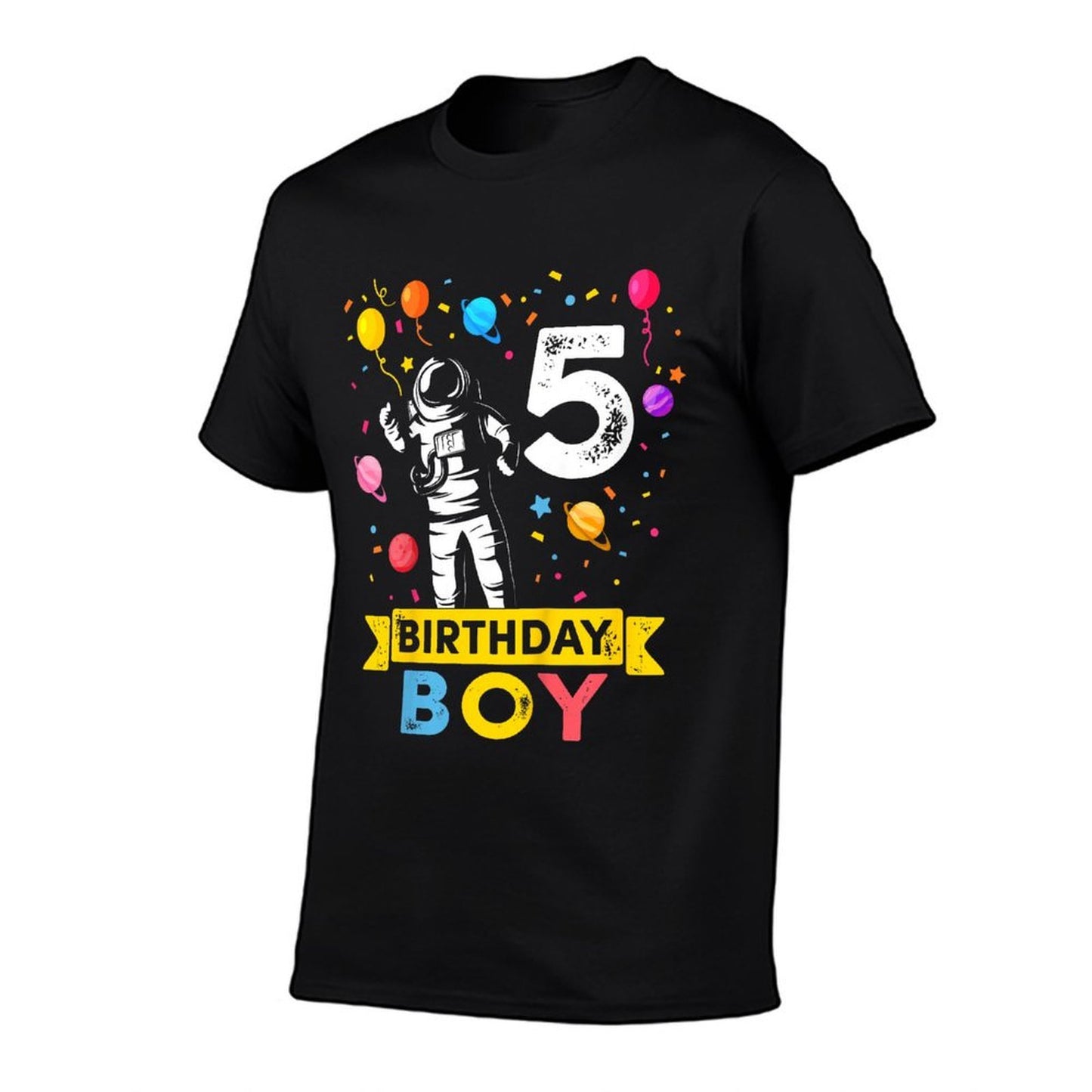 Kids 5 Year Old Boy Astronaut 5th Birthday Boy Oversized Silhouette T-Shirt