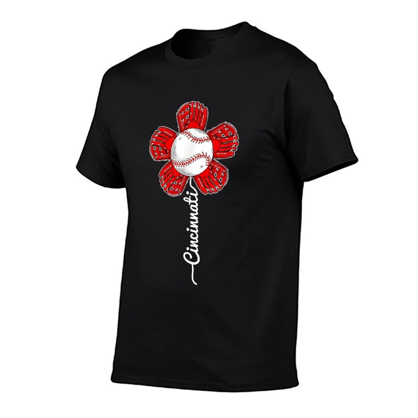 Cincinnati Funny Flower Vintage Baseball Lover And Player Oversized Silhouette T-Shirt