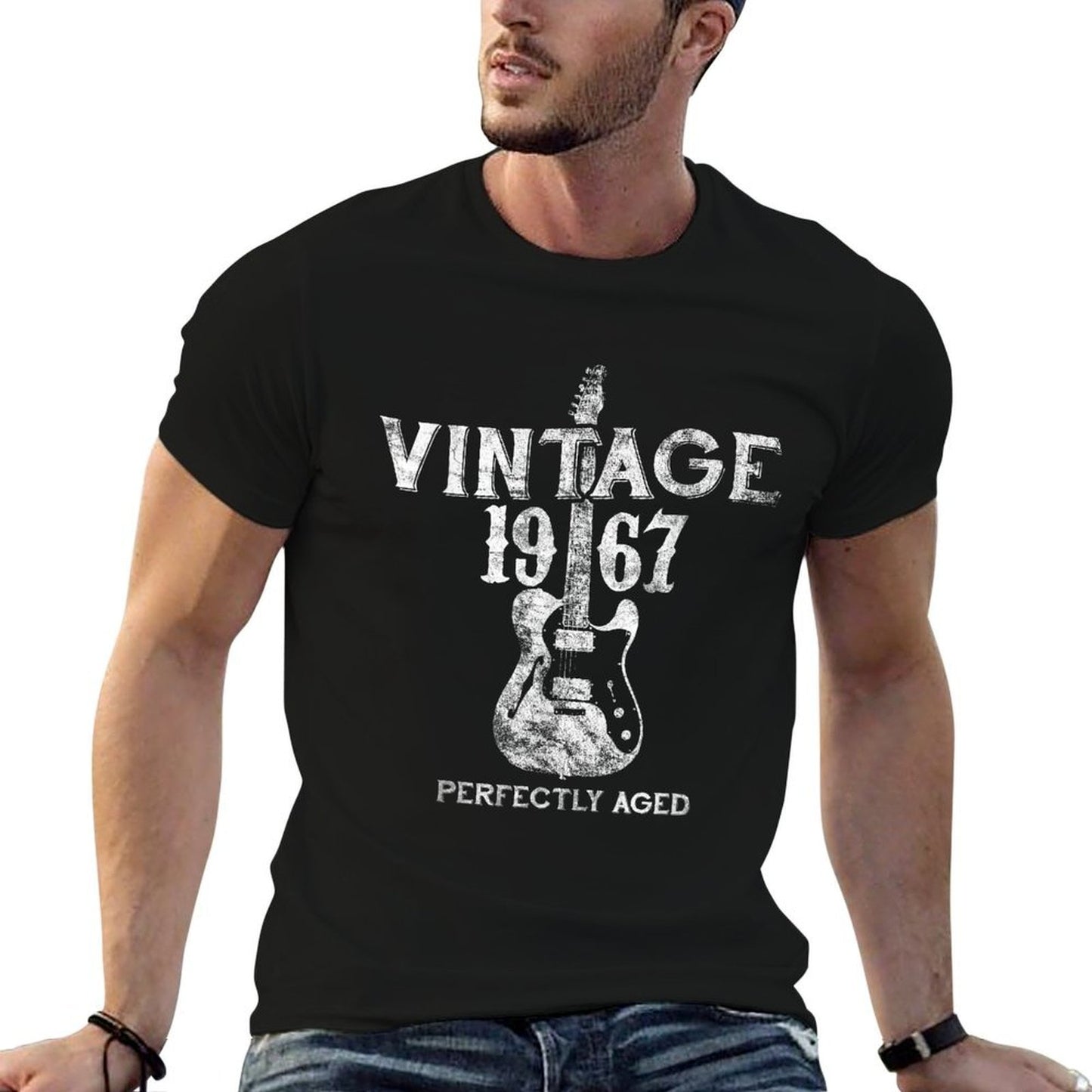 50th Birthday Vintage Rocker Design 1967 Retro Oversized Silhouette T-Shirt