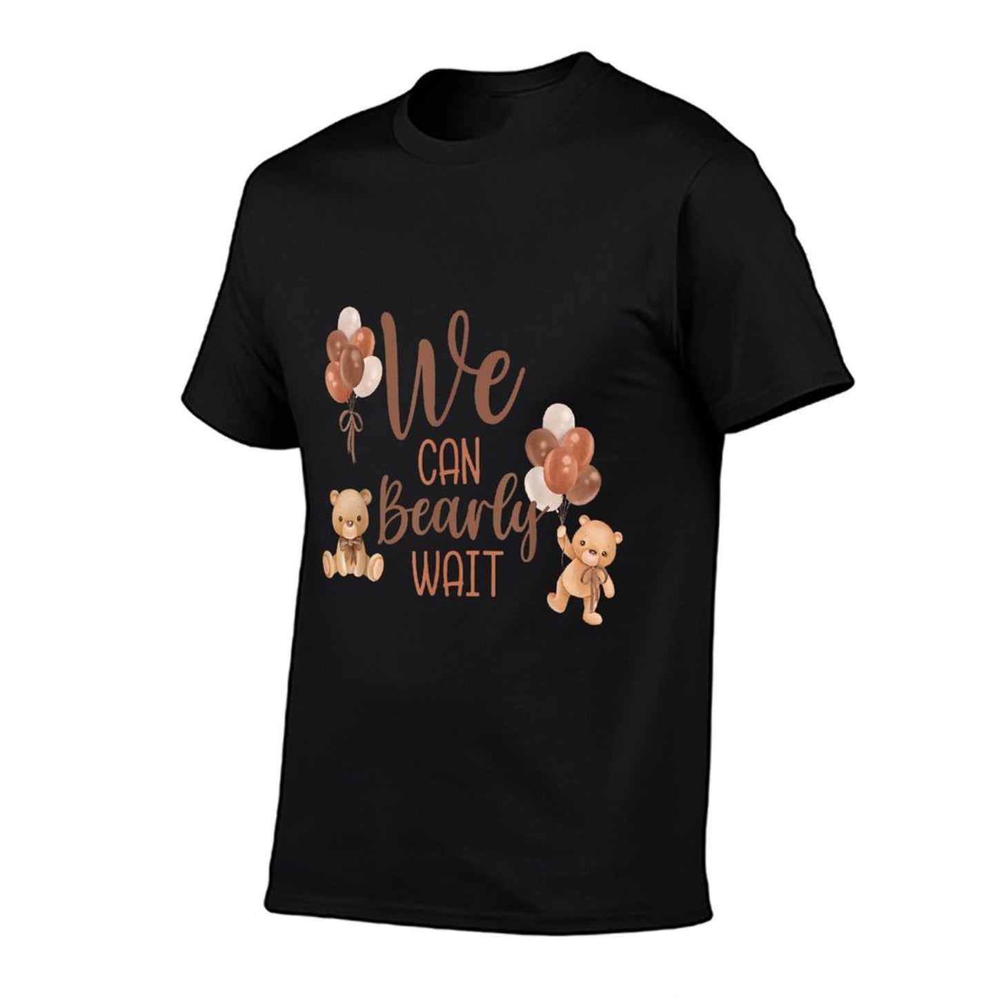 We Can Bearly Wait Bear Gender Neutral Boy Baby Shower Heathered Texture T-Shirt