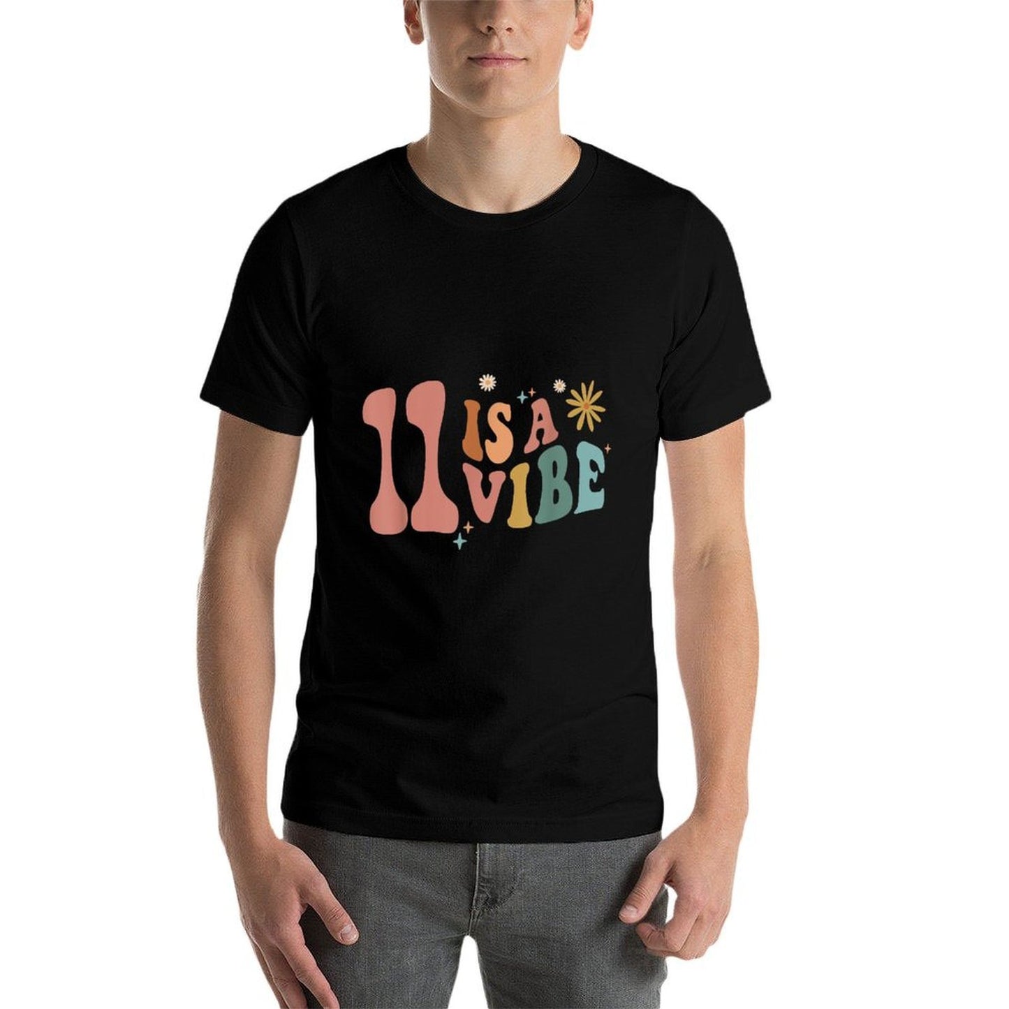 11 Is A Vibe Girls 11th Birthday Eleven Pink Boho Hippie High-quality Stitching T-Shirt