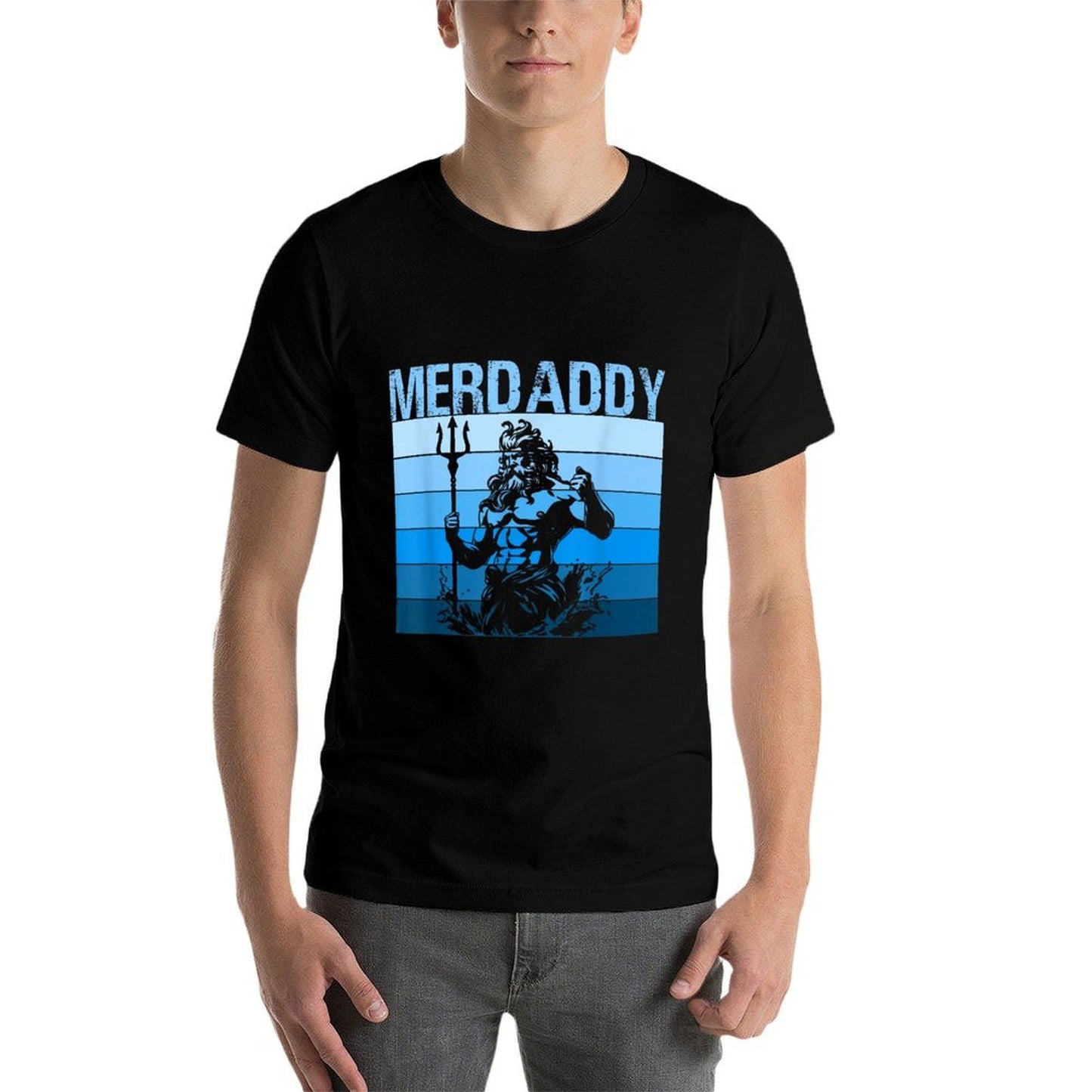 Merdaddy Mermaid Security Merman Daddy Fathers Day Swimmer Oversized Silhouette T-Shirt