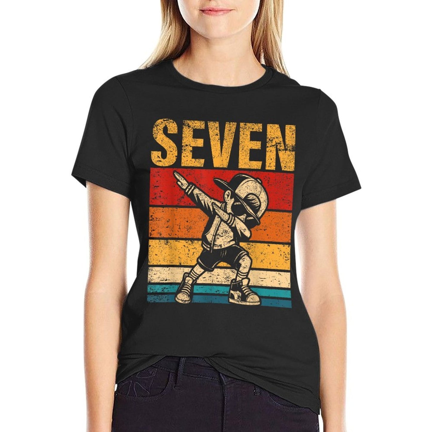 7 Year Old Dabbing Boy Birthday Vintage 7th Birthday Boy Classic T-Shirt