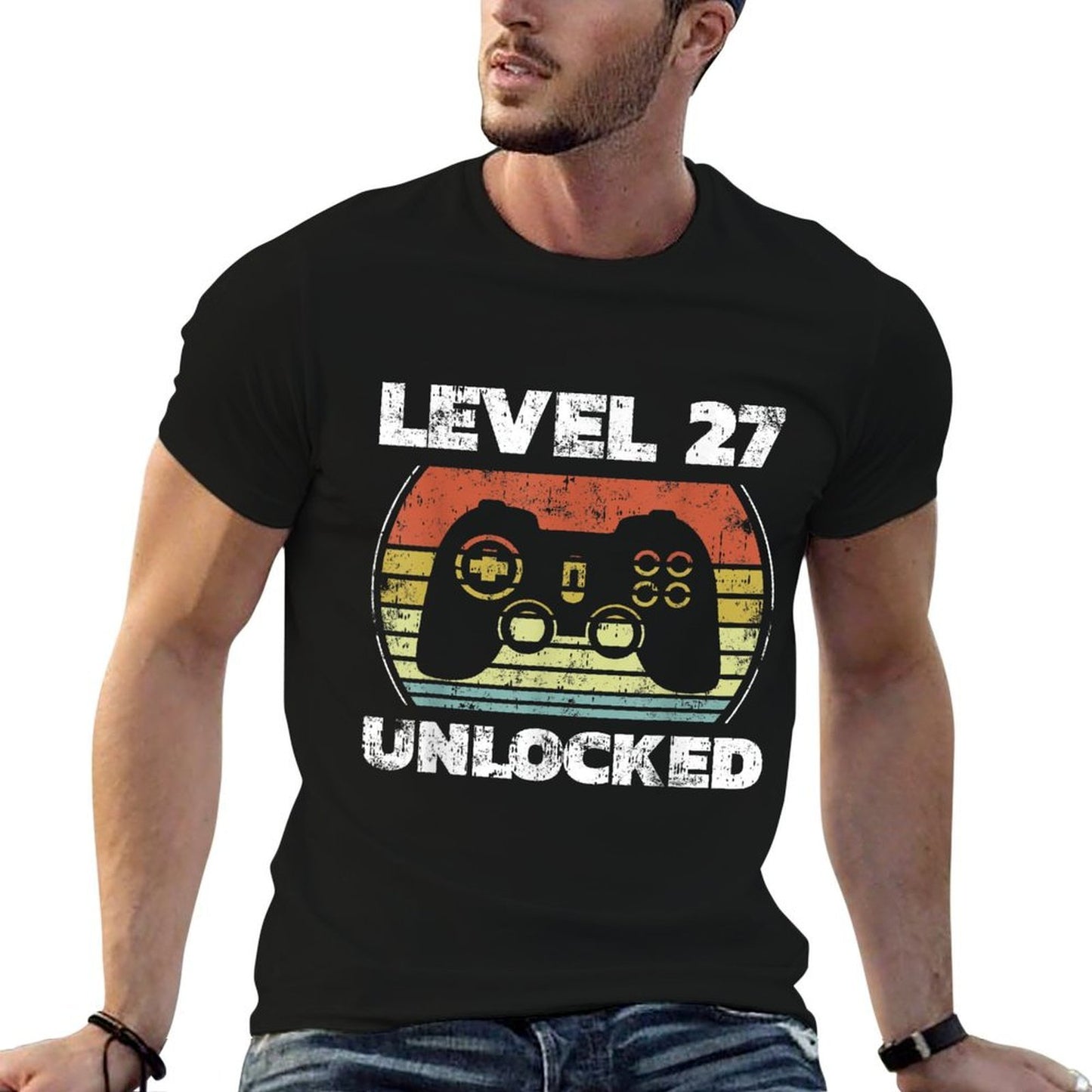 Level 27 Unlocked Funny Video Gamer 27th Birthday Durable T-Shirt