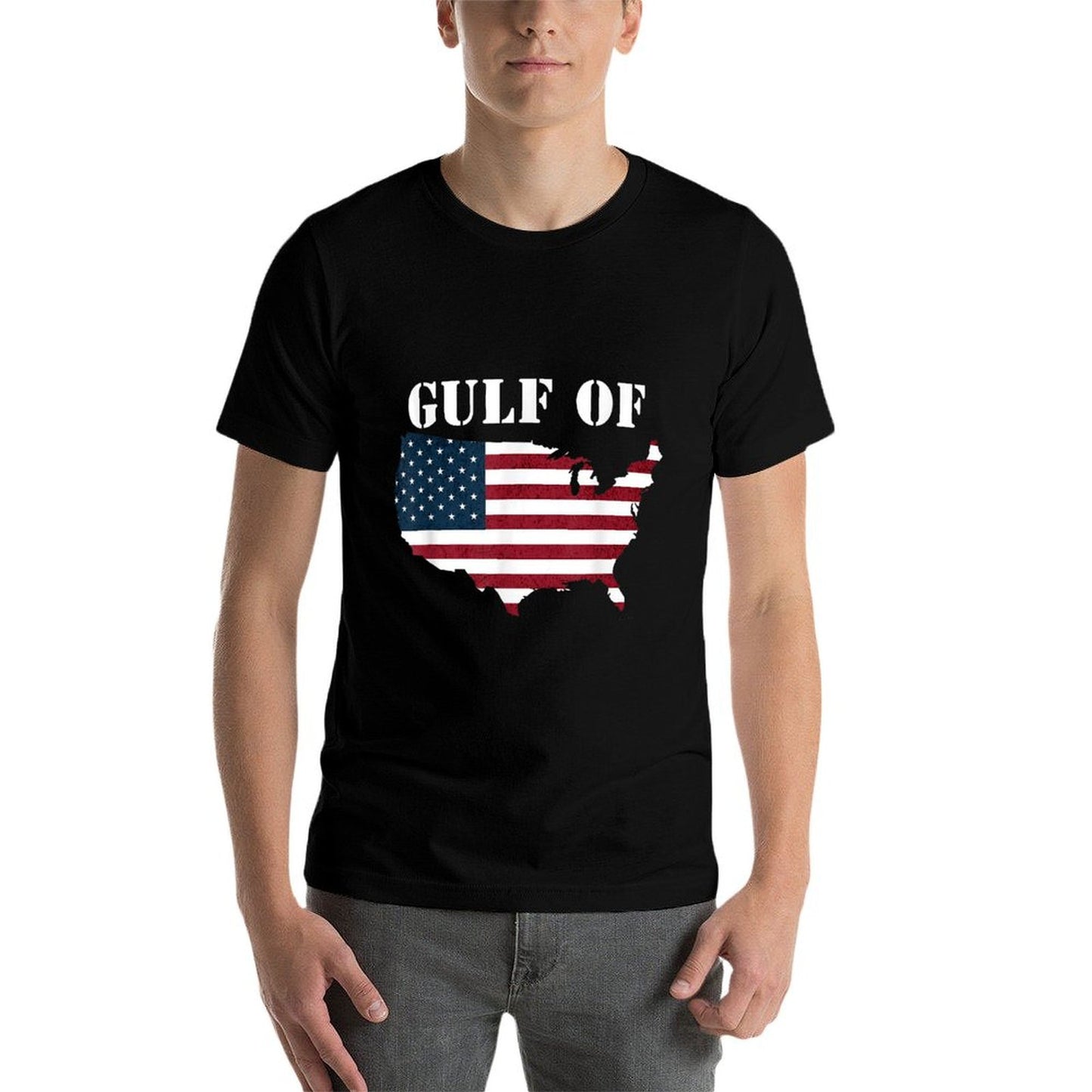 Gulf Of United States Of America Map Funny Patriotic Oversized Silhouette T-Shirt