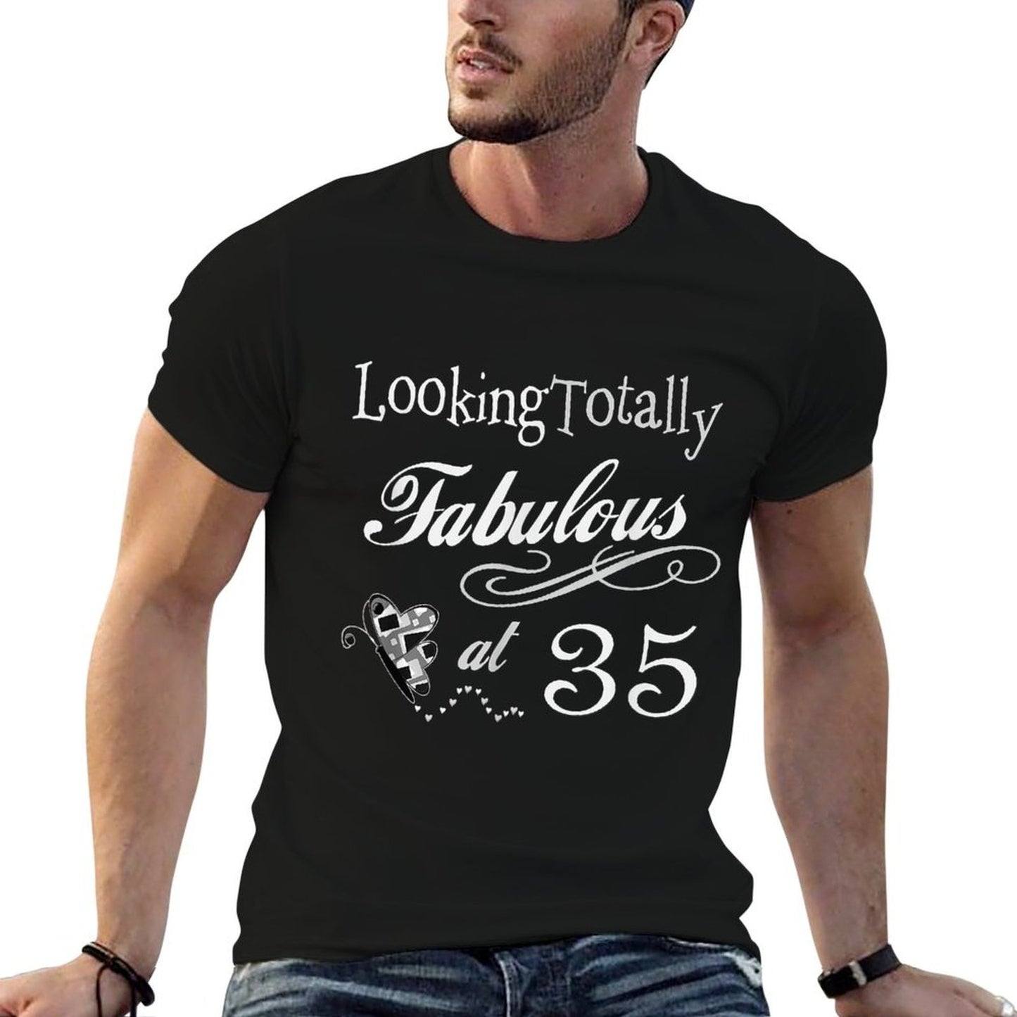 Fabulous 35th Birthday Party - Cute Happy 35th Birthday High-quality Stitching T-Shirt