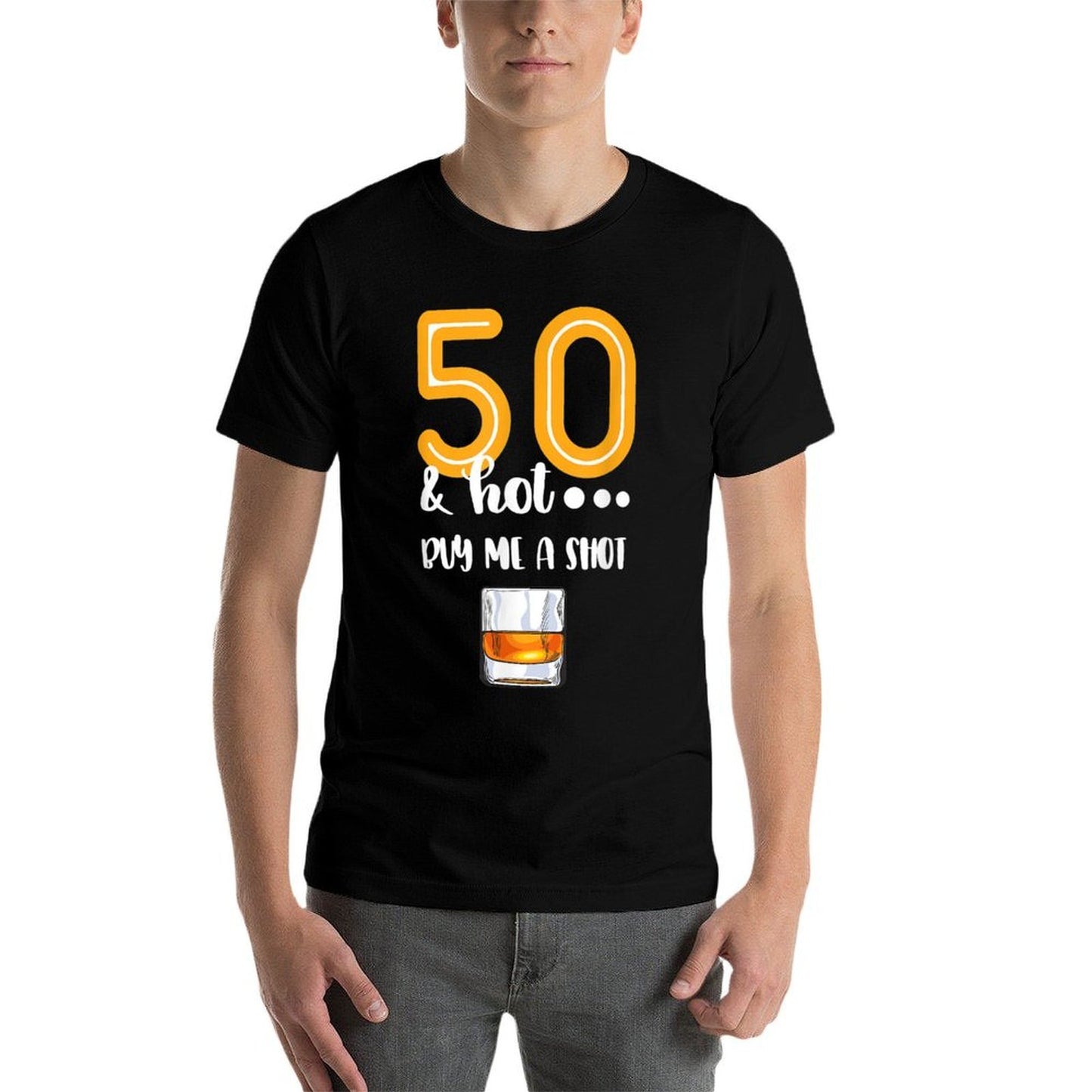 50 And Hot Shot Glass Design Beer Drinker 50th Birthday Eco-friendly Material T-Shirt