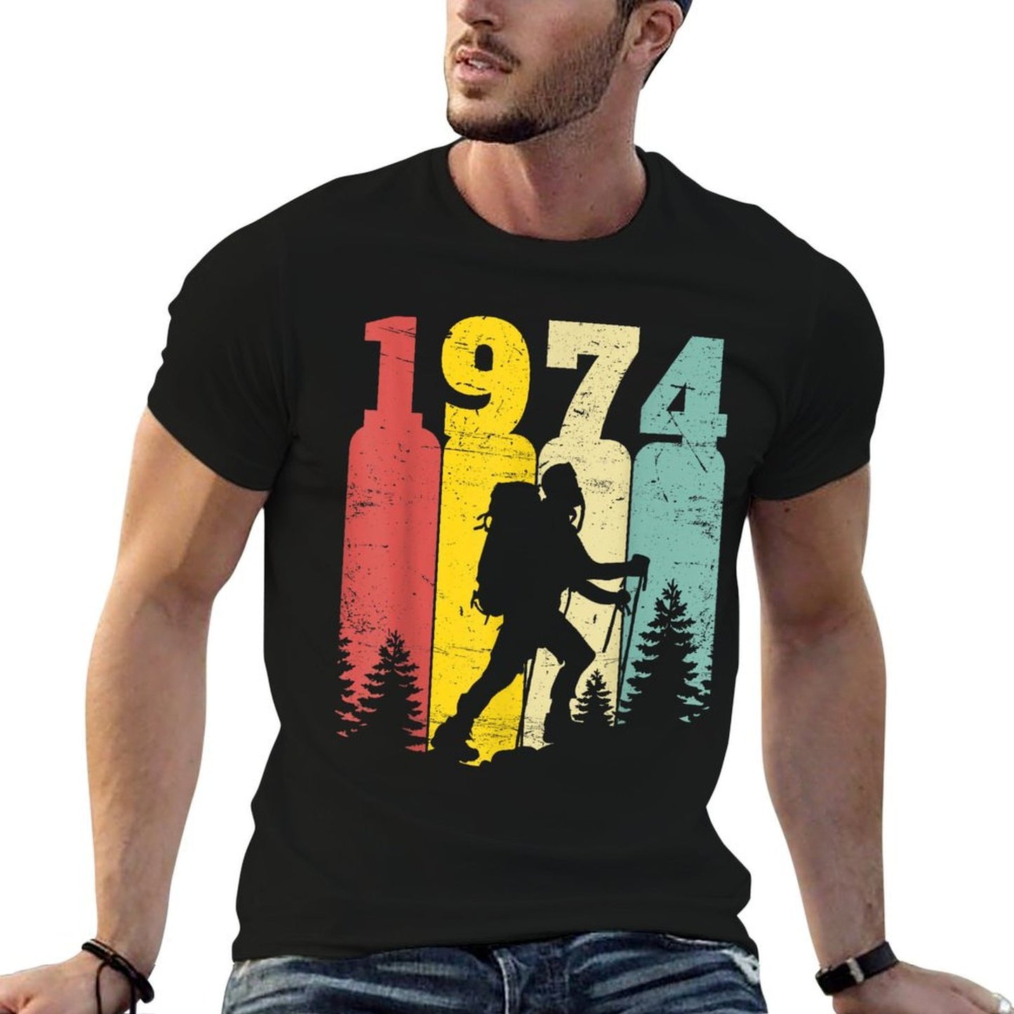50 Years Hiker 1974 50th Birthday Hiking Lover Easy-care T-Shirt