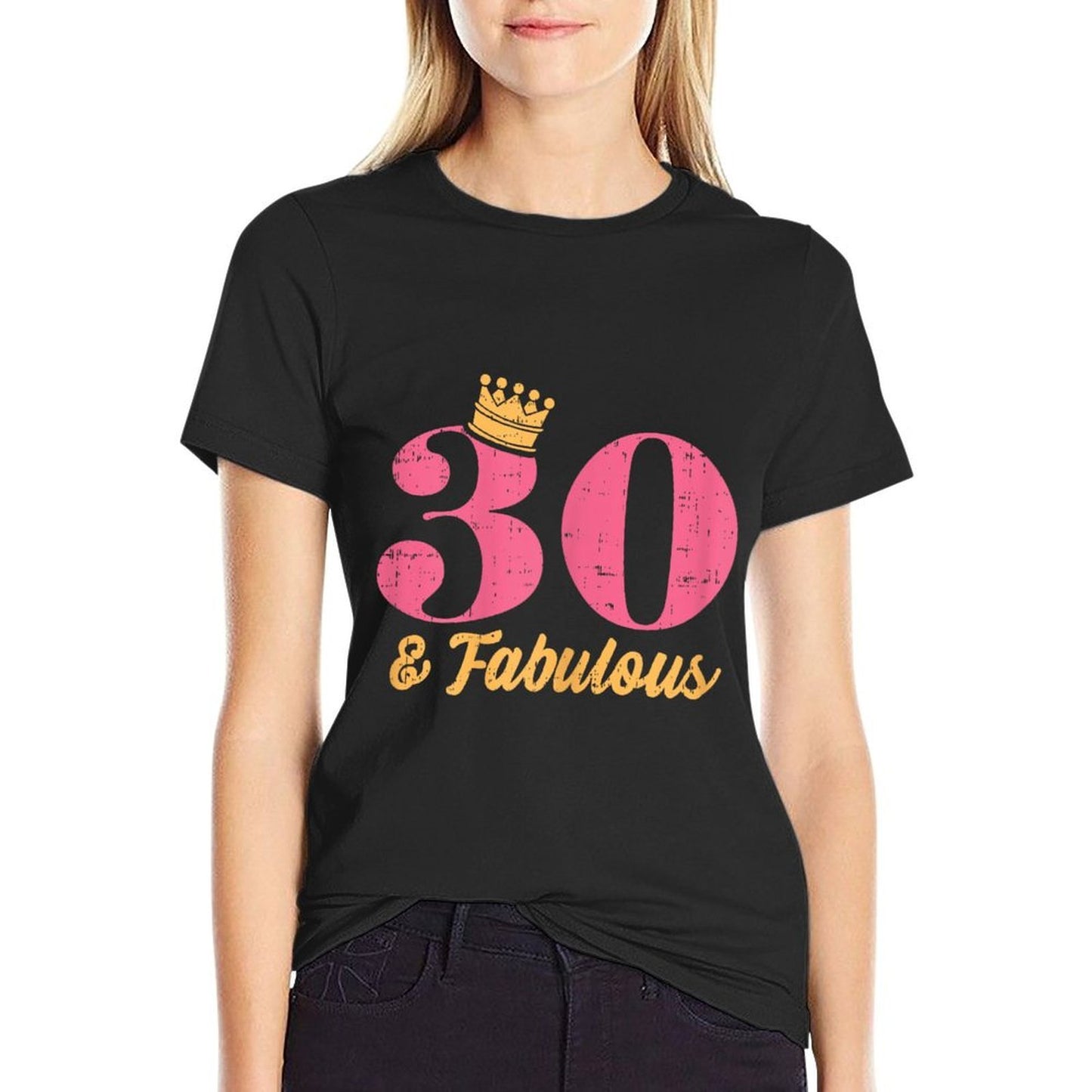 30 And Fabulous Crown Happy 30th Birthday 1991 Gift Women Ribbed Collar T-Shirt
