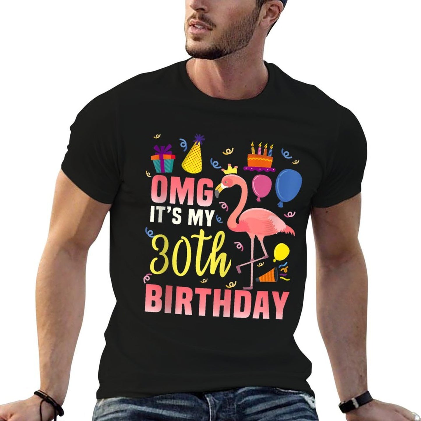 30 Year Old Women Men Gift Flamingo It's My 30th Birthday Cotton T-Shirt