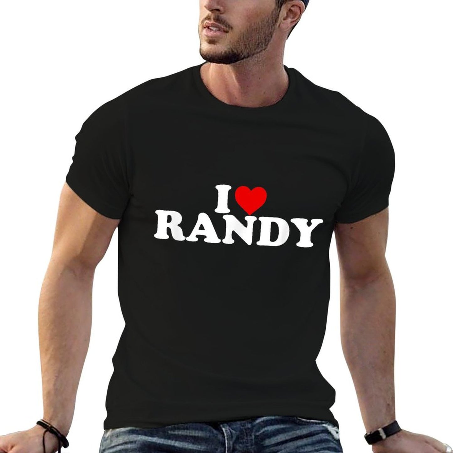 I Love Randy - Heart Ribbed Collar T-Shirt