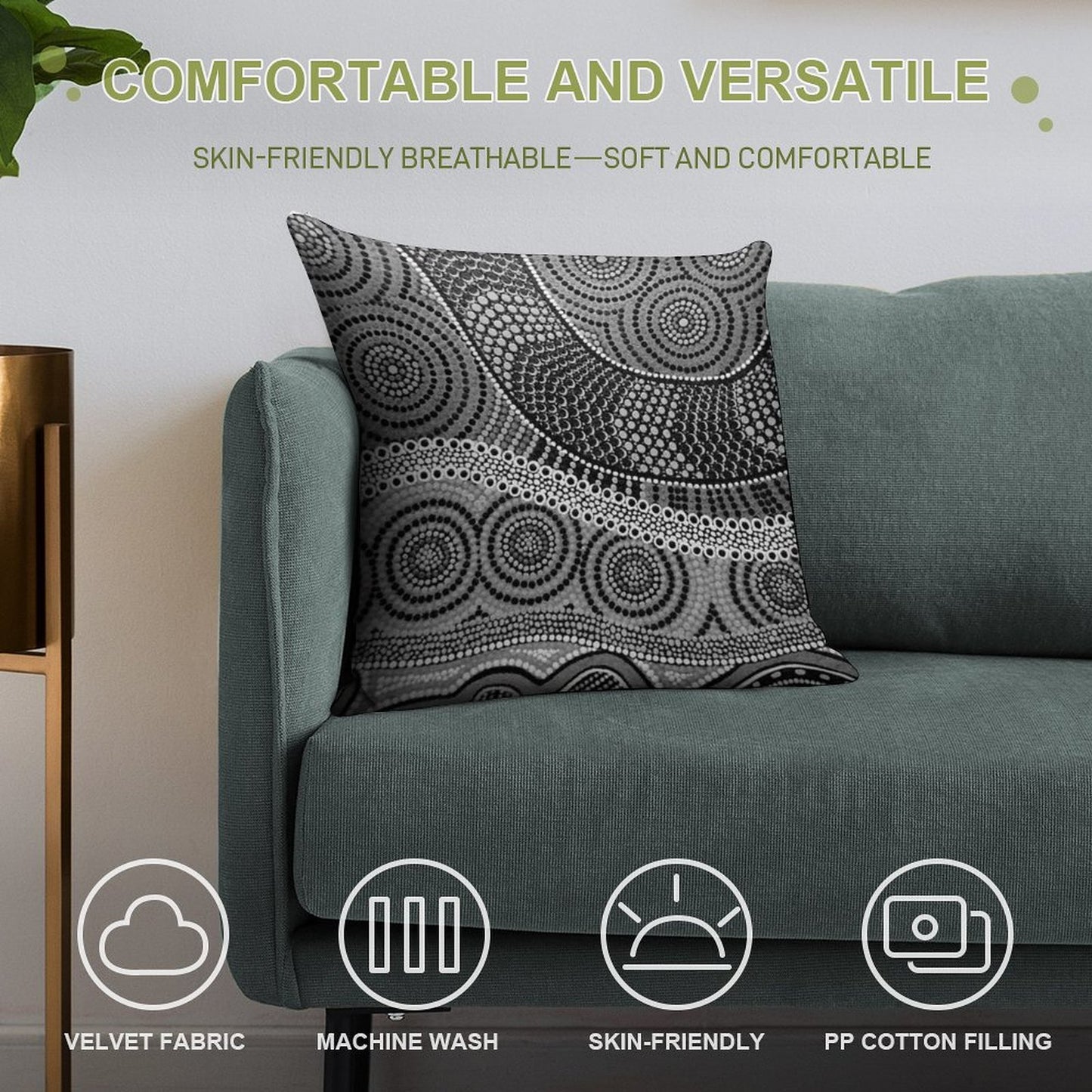 Australian Aboriginal Art Soft Fade-Resistant Throw Pillow