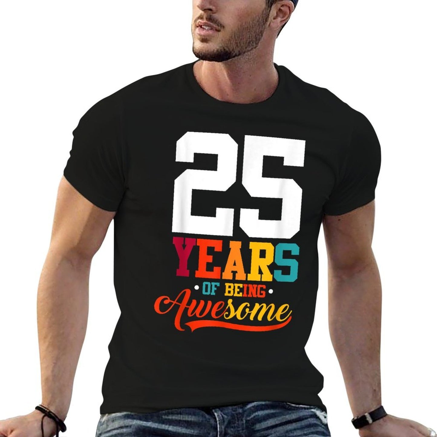 25 Years Of Being Awesome Gifts 25 Years Old 25th Birthday Heathered Texture T-Shirt