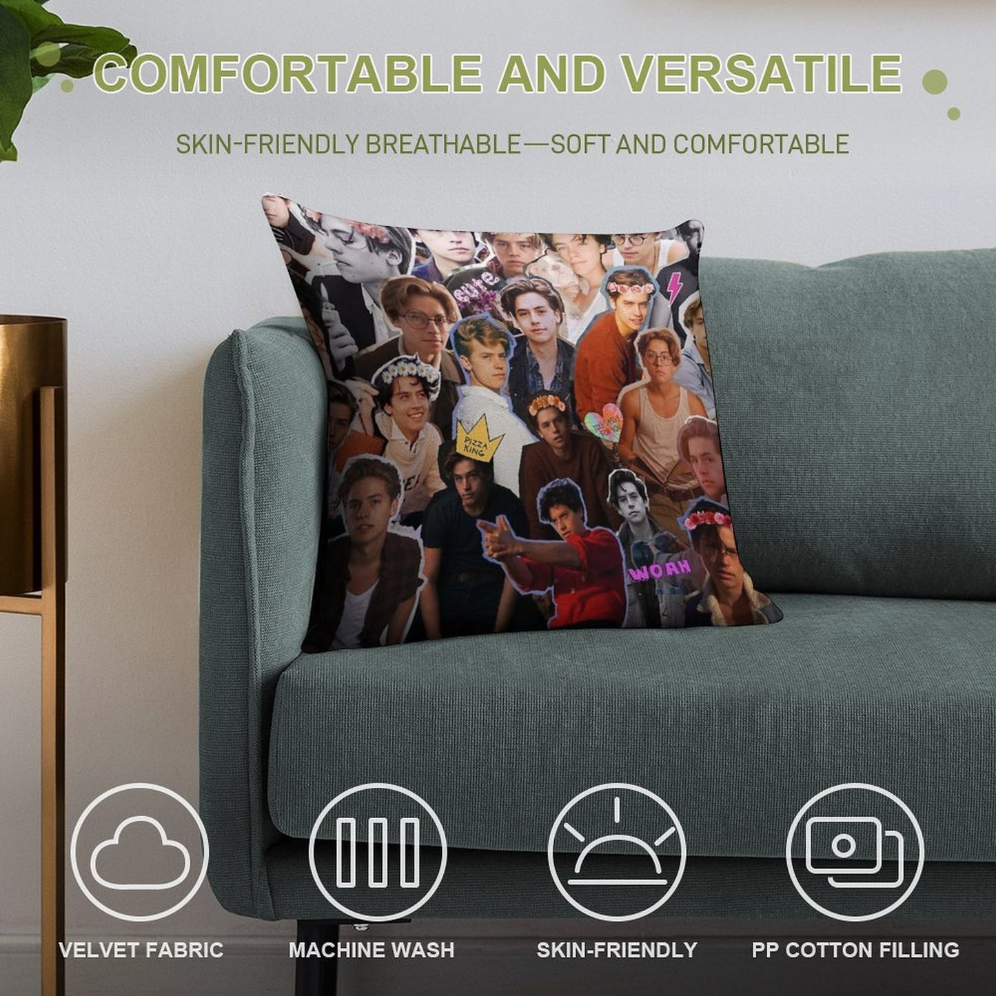 Cole Sprouse Collage Soft Multiple Sizes Throw Pillow