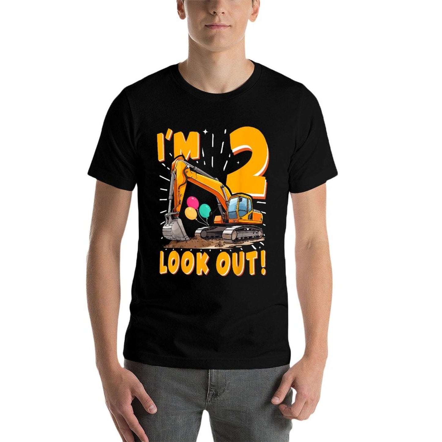 Two 2nd Birthday Boy Excavator Construction 2 Years Old Soft T-Shirt
