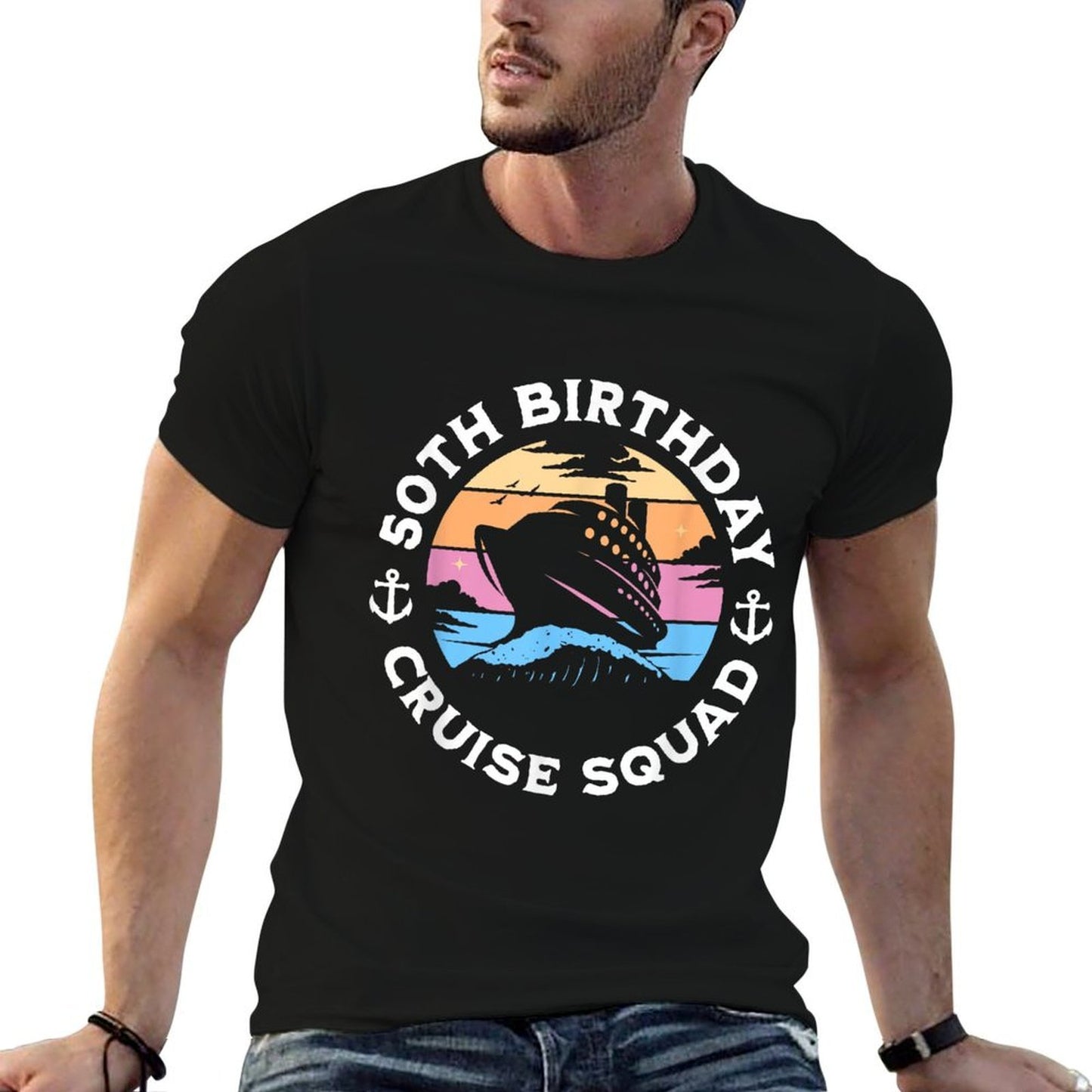 50th Birthday Cruise Squad Family Happy Birthday Cruise Relaxed-fit T-Shirt