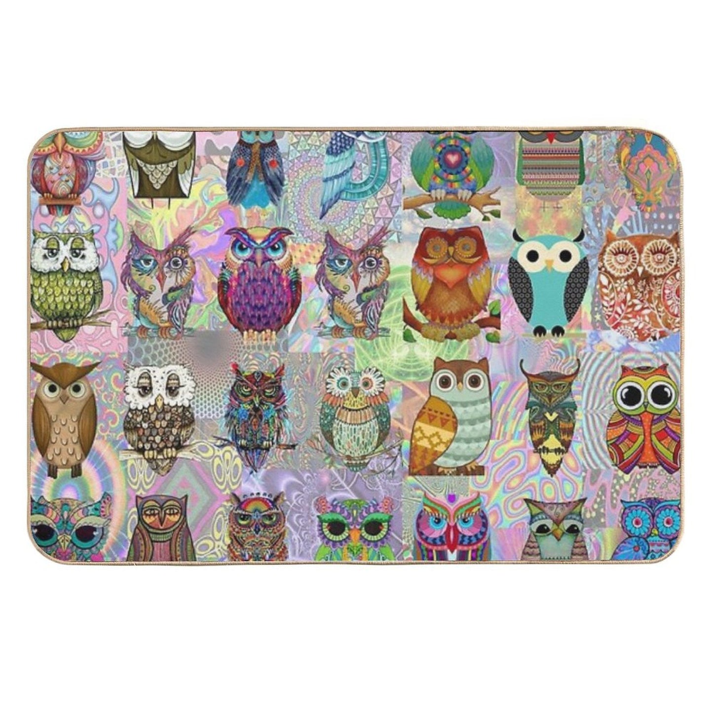 Psychedelic Owls Repositionable Bath Mat