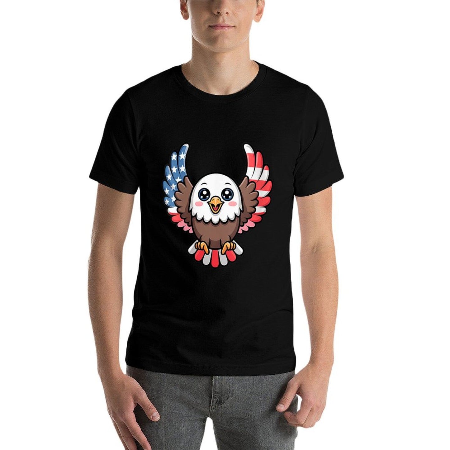 Womens Cute Bald Eagle Kawaii USA Wings 4th of July Kids Comfortable T-Shirt