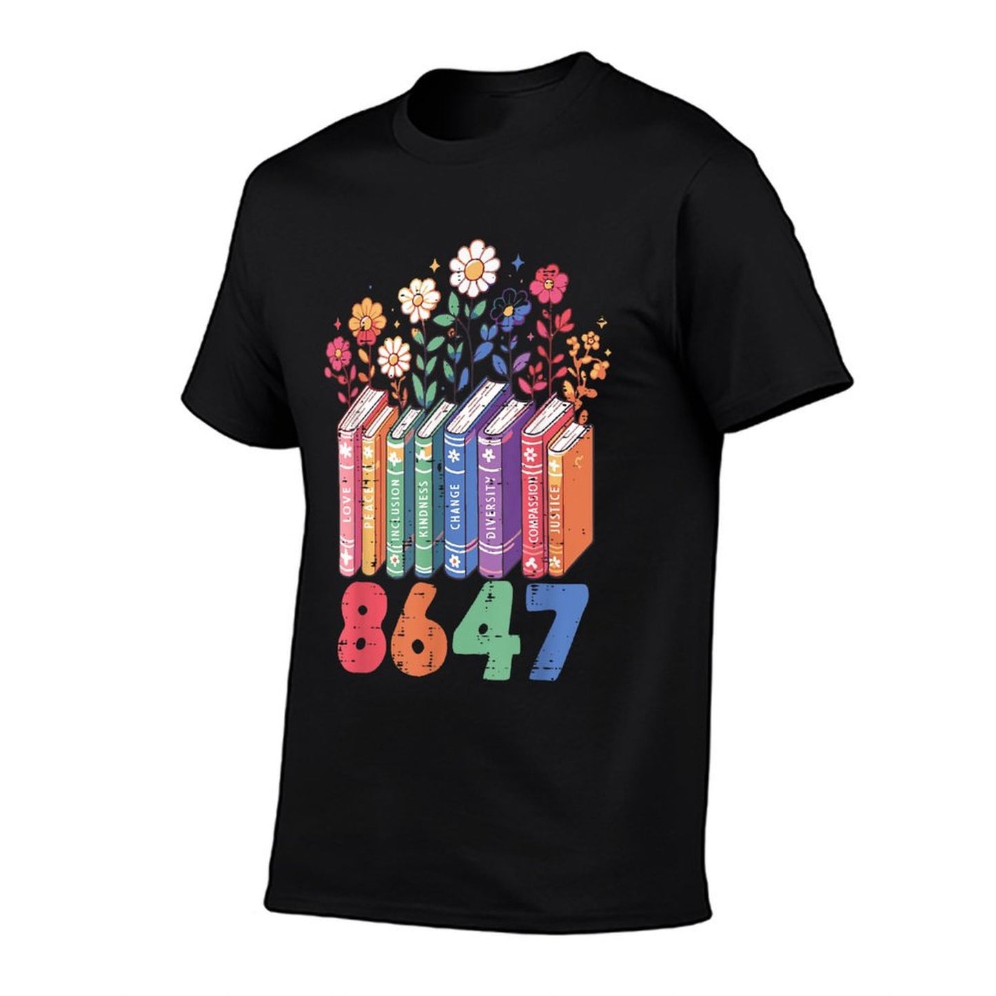 Resist 8647 Books Love Peace Protest Anti Women Girls Oversized Silhouette T-Shirt