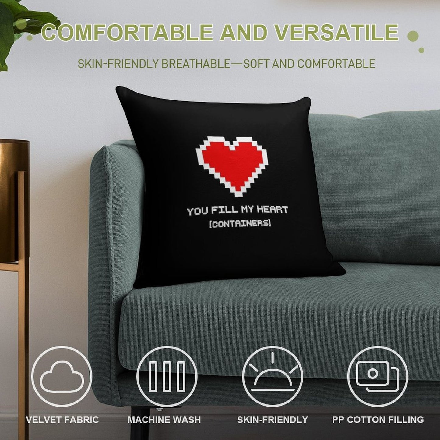 You Fill My Heart (Containers) Soft Home Decor Throw Pillow