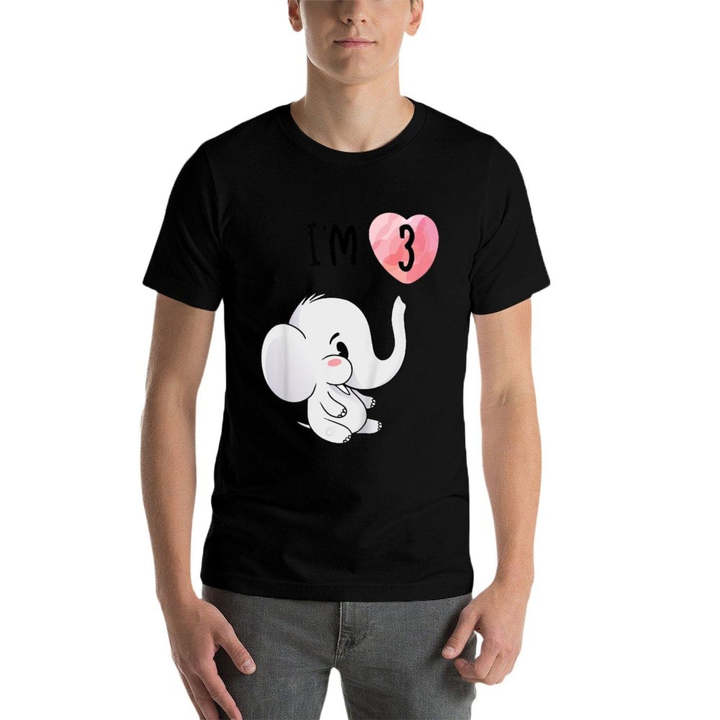 Kids Elephant Birthday 3 Years Old Birthday Outfit Kids Moisture-wicking T-Shirt