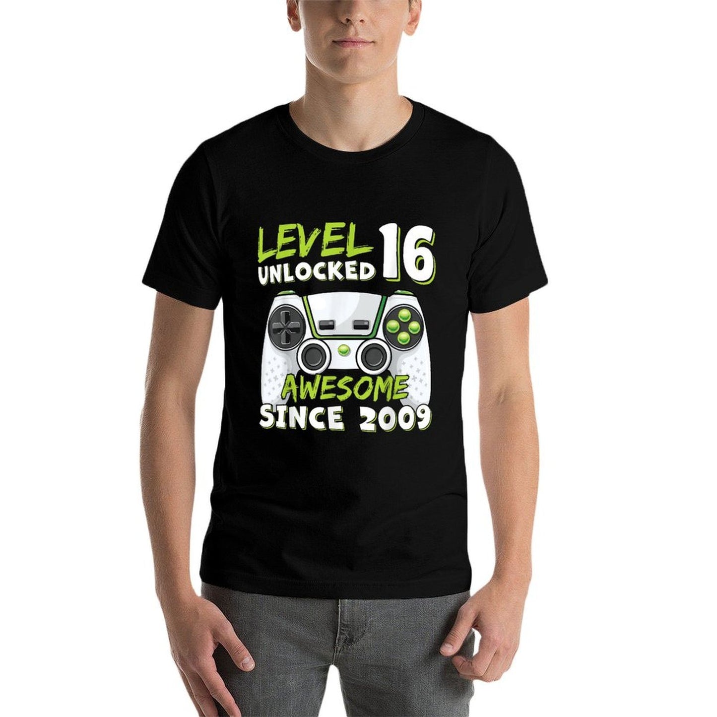 16 Year Old BDay Decorations Son Boy 16yr 2009 16th Birthday Ribbed Collar T-Shirt