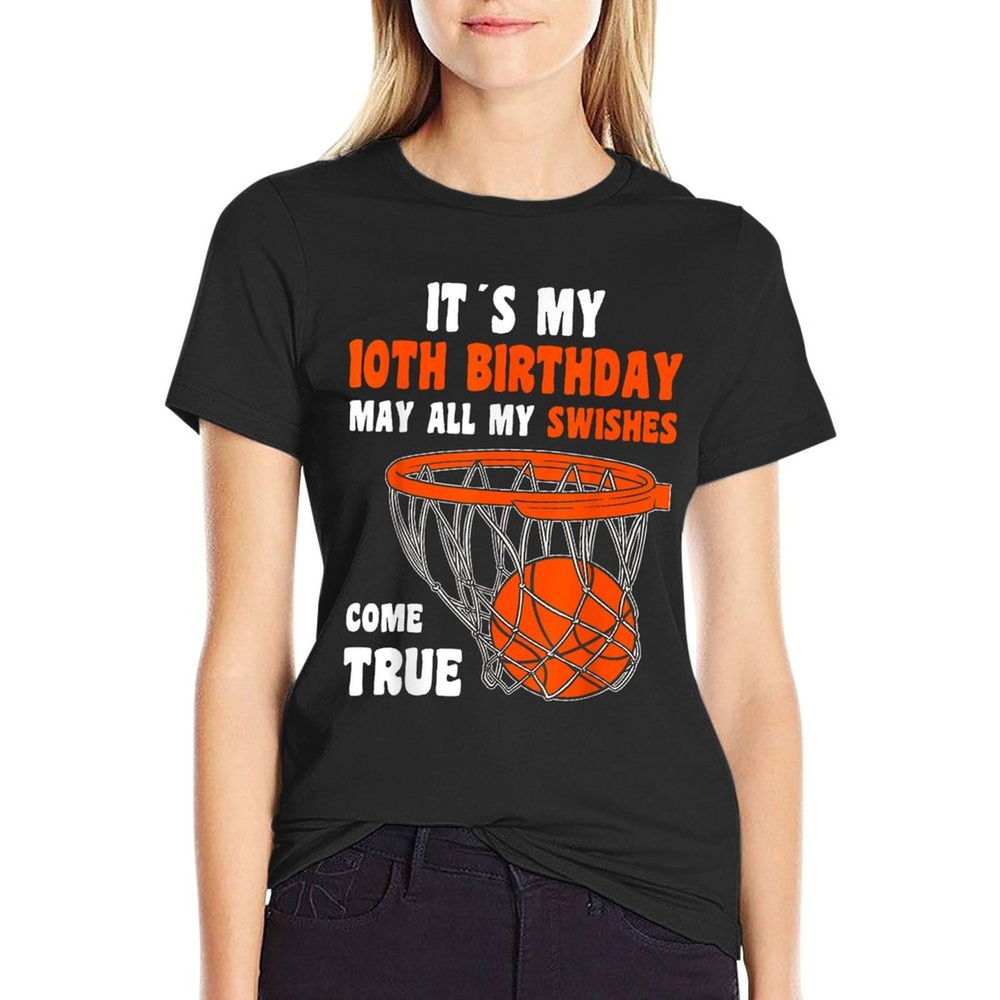 10 Year Old Happy 10th Birthday Basketball 10th Birthday Moisture-wicking T-Shirt