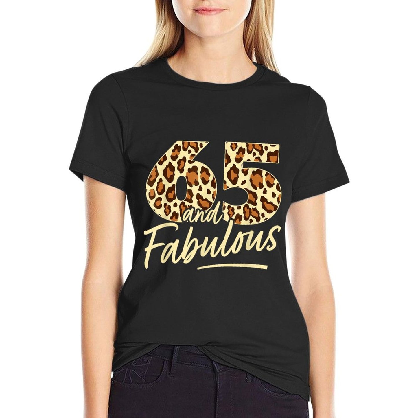 65 Year Woman Leopard Fabulous 65th Birthday Stretchy T-Shirt