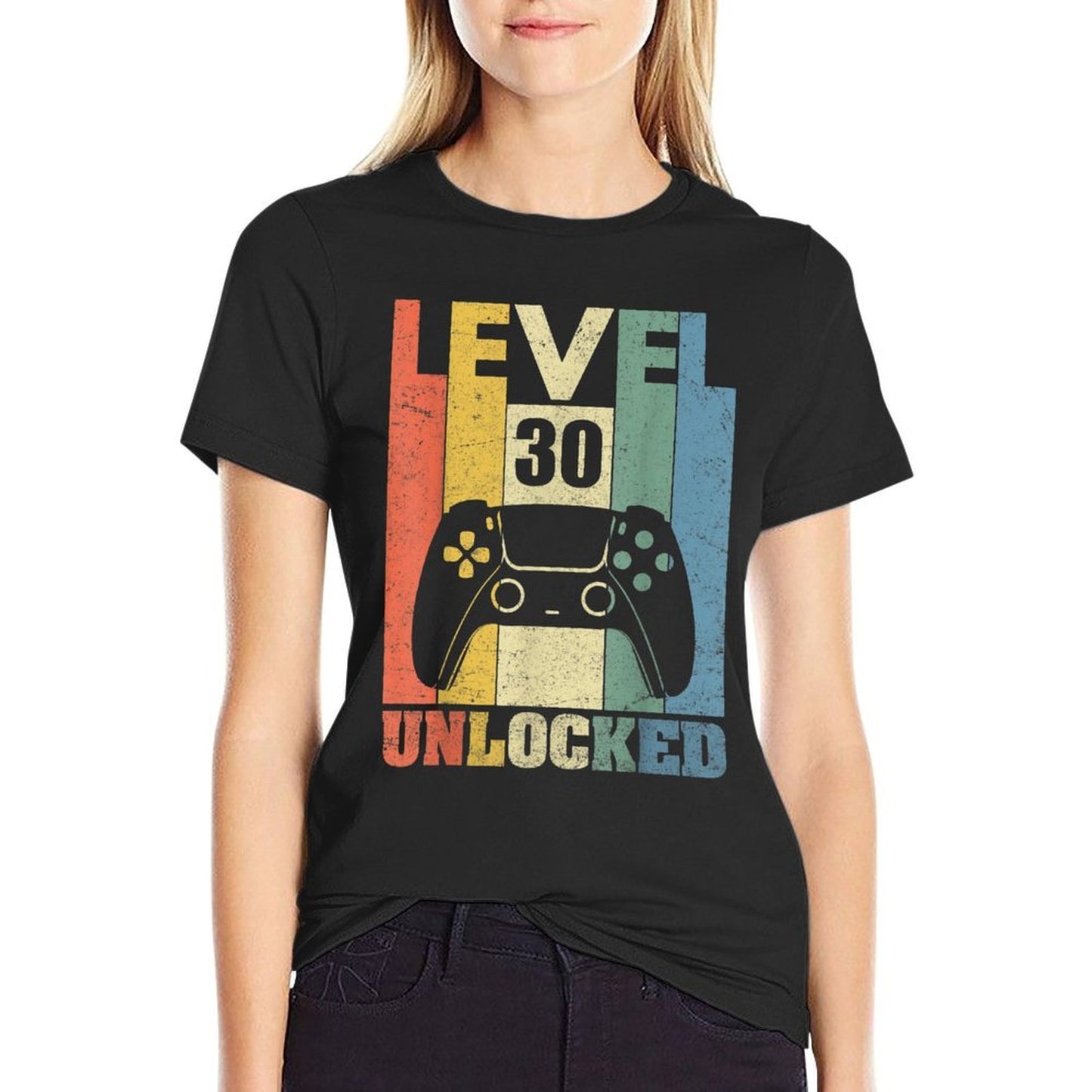 Level 30 Unlocked Funny Video Gamer 30th Birthday Gift Slim-fit Cut T-Shirt
