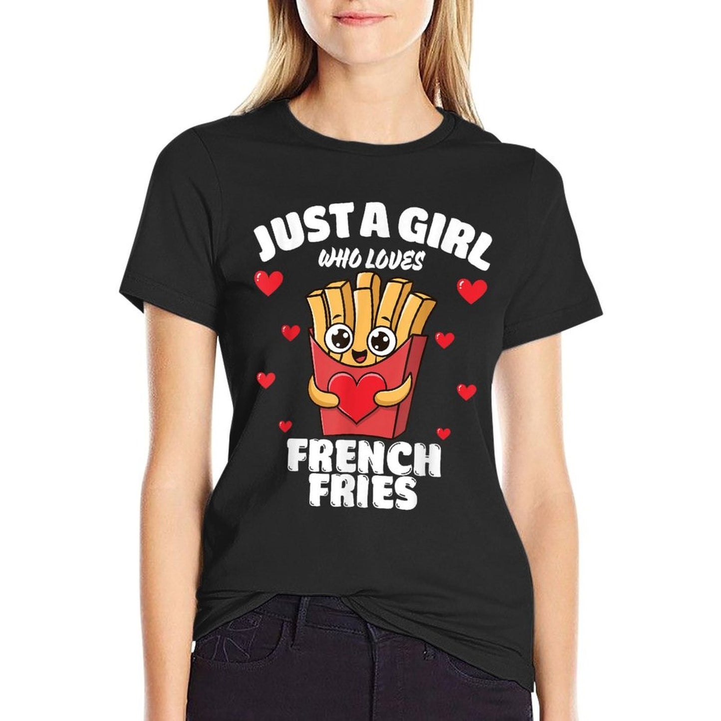 Just A Girl Who Loves French Fries, French Fries Lover Summer-ready Fabric T-Shirt