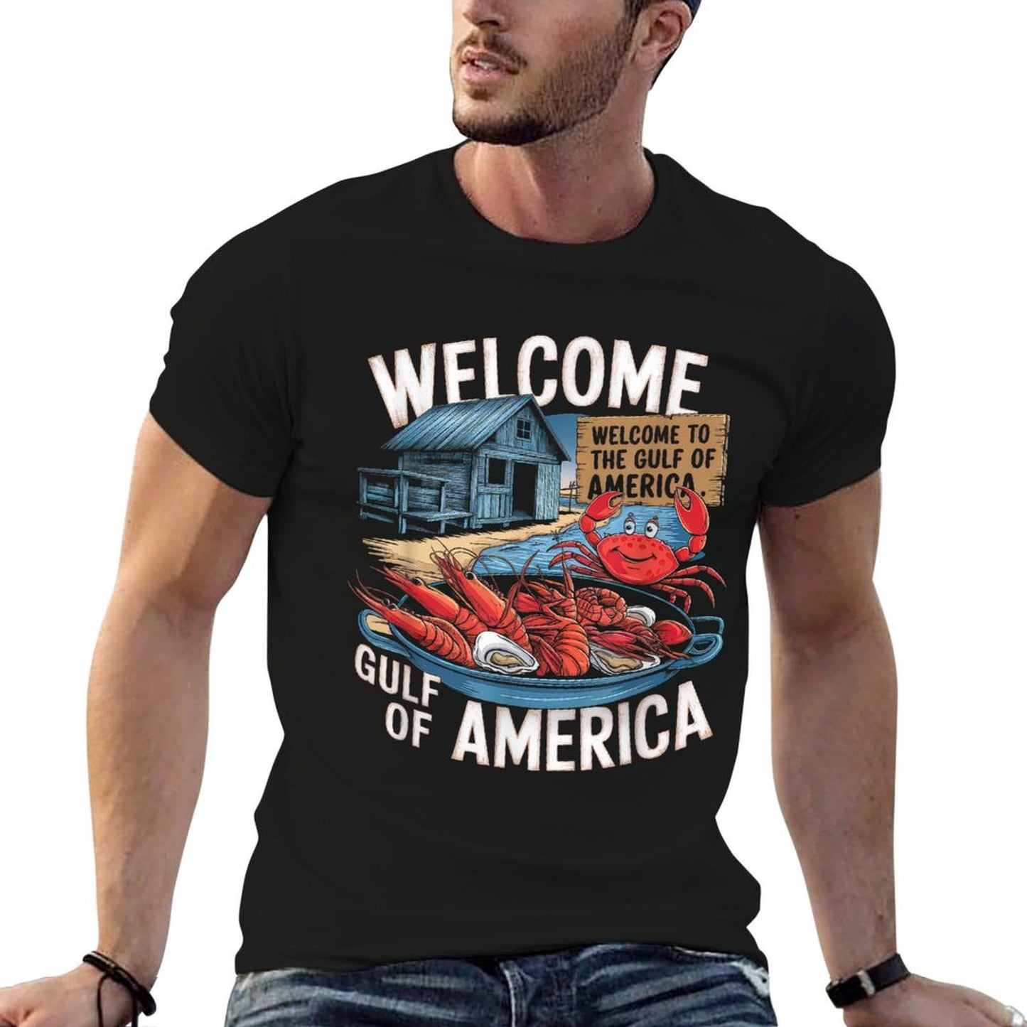 Gulf Of USA America Gift Men Women Flag Beach Stretchy T-Shirt