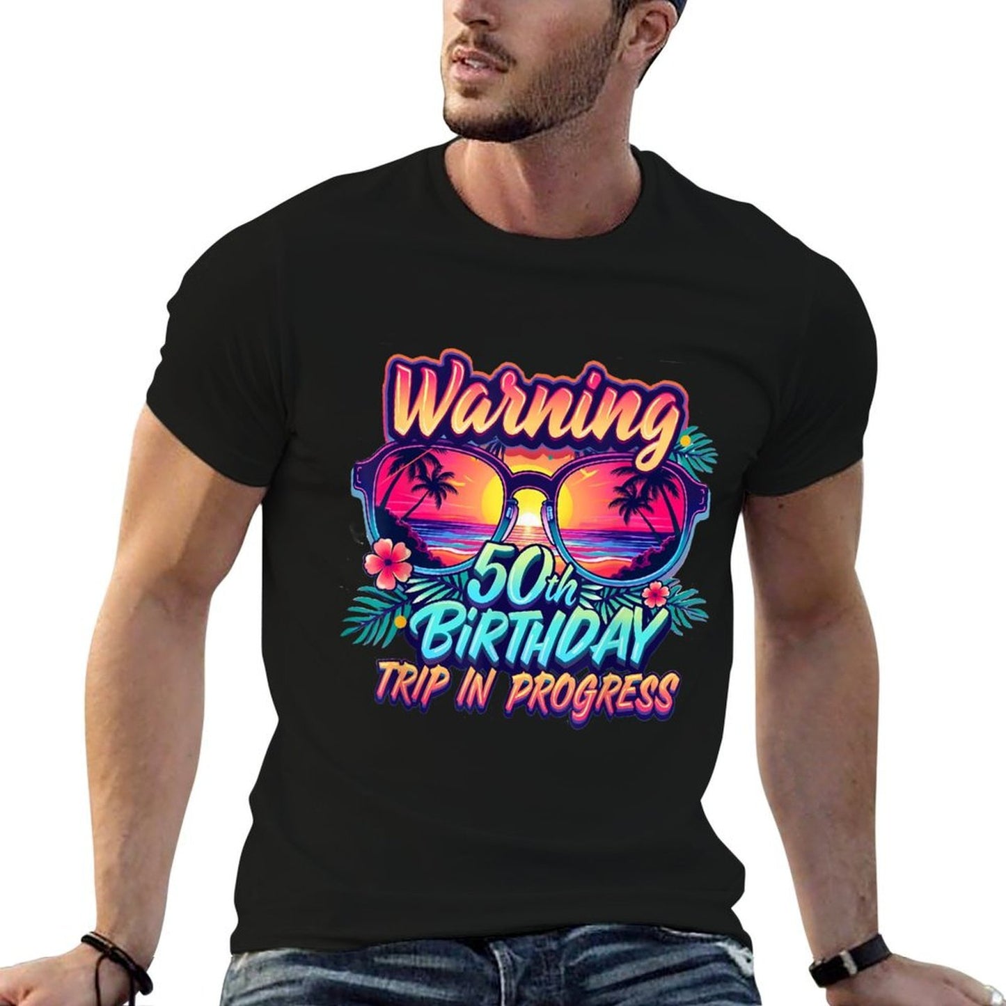 Funny 50 Years Old Warning 50th Birthday Trip In Progress High-quality Stitching T-Shirt